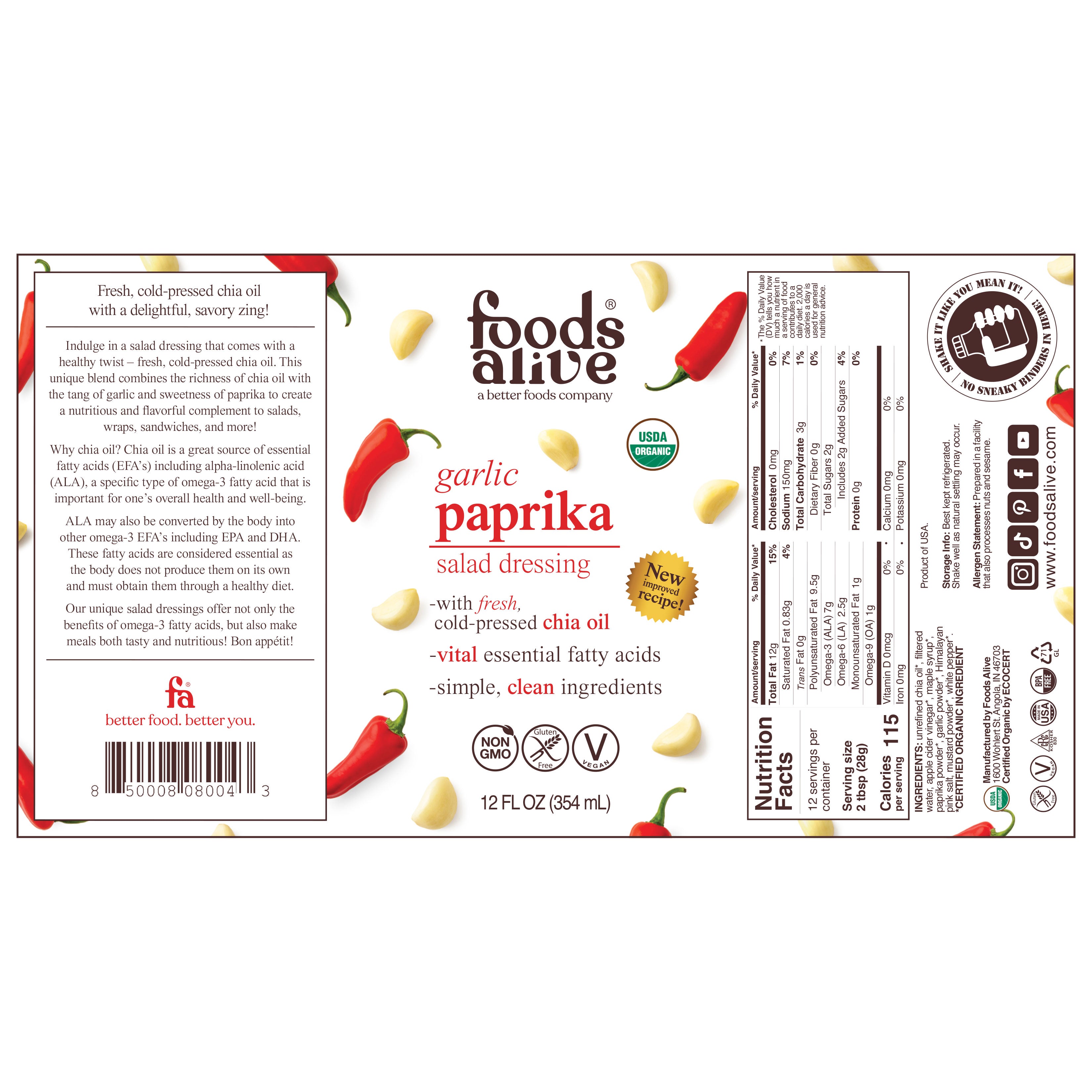 12oz garlic paprika in glass bottle - label