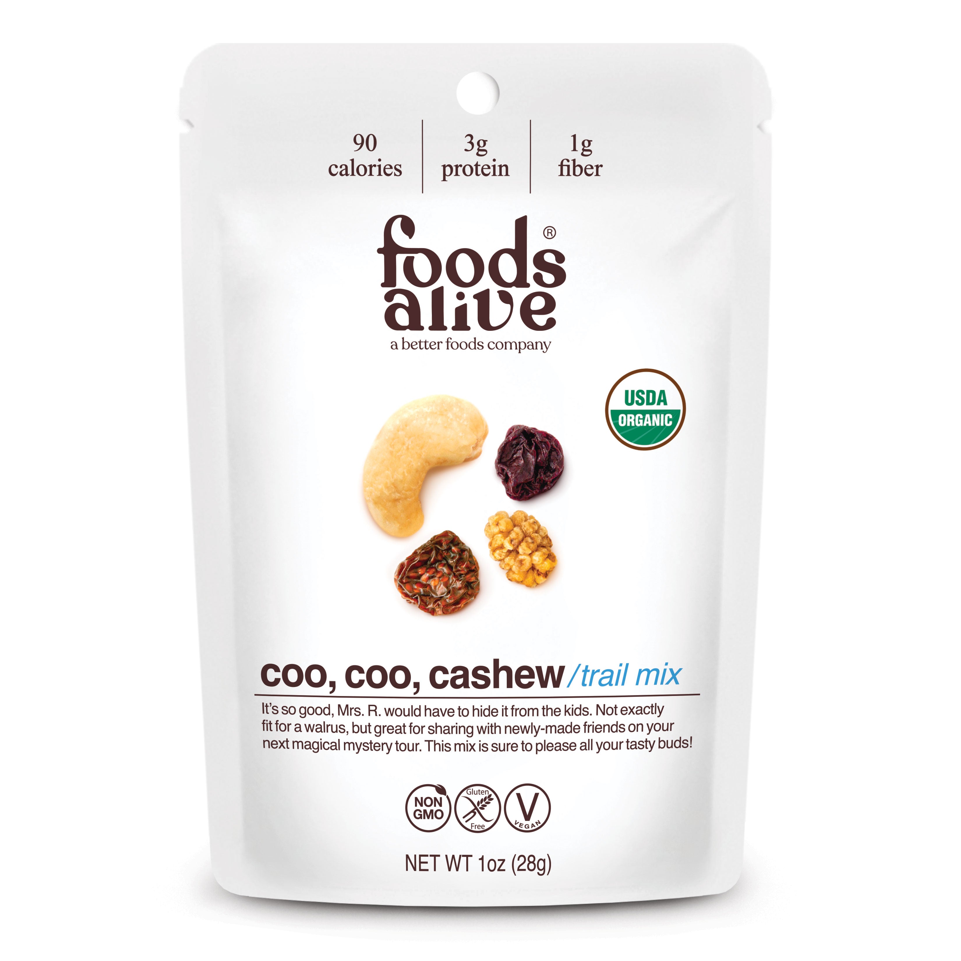 organic coo, coo, cashew trail mix - 1 oz