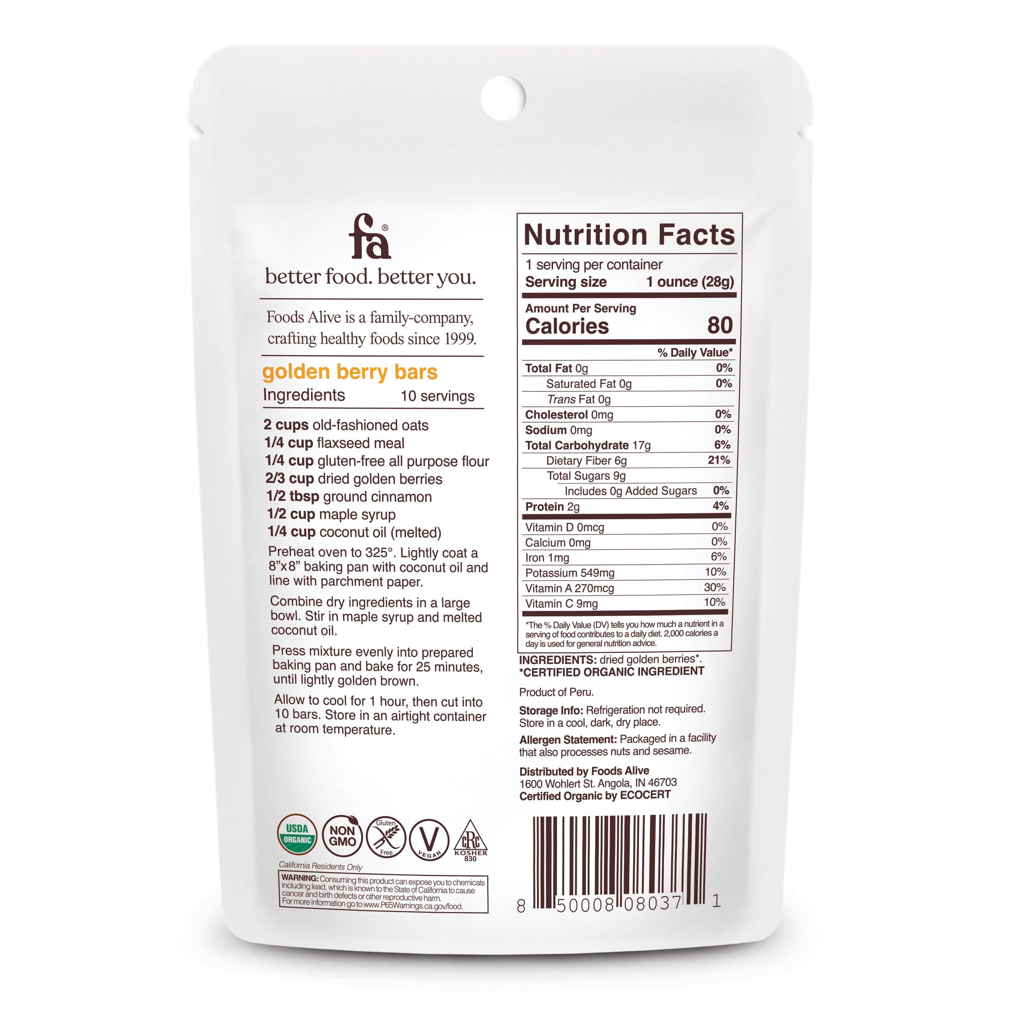 Organic Golden Berries 1oz - Foods Alive,