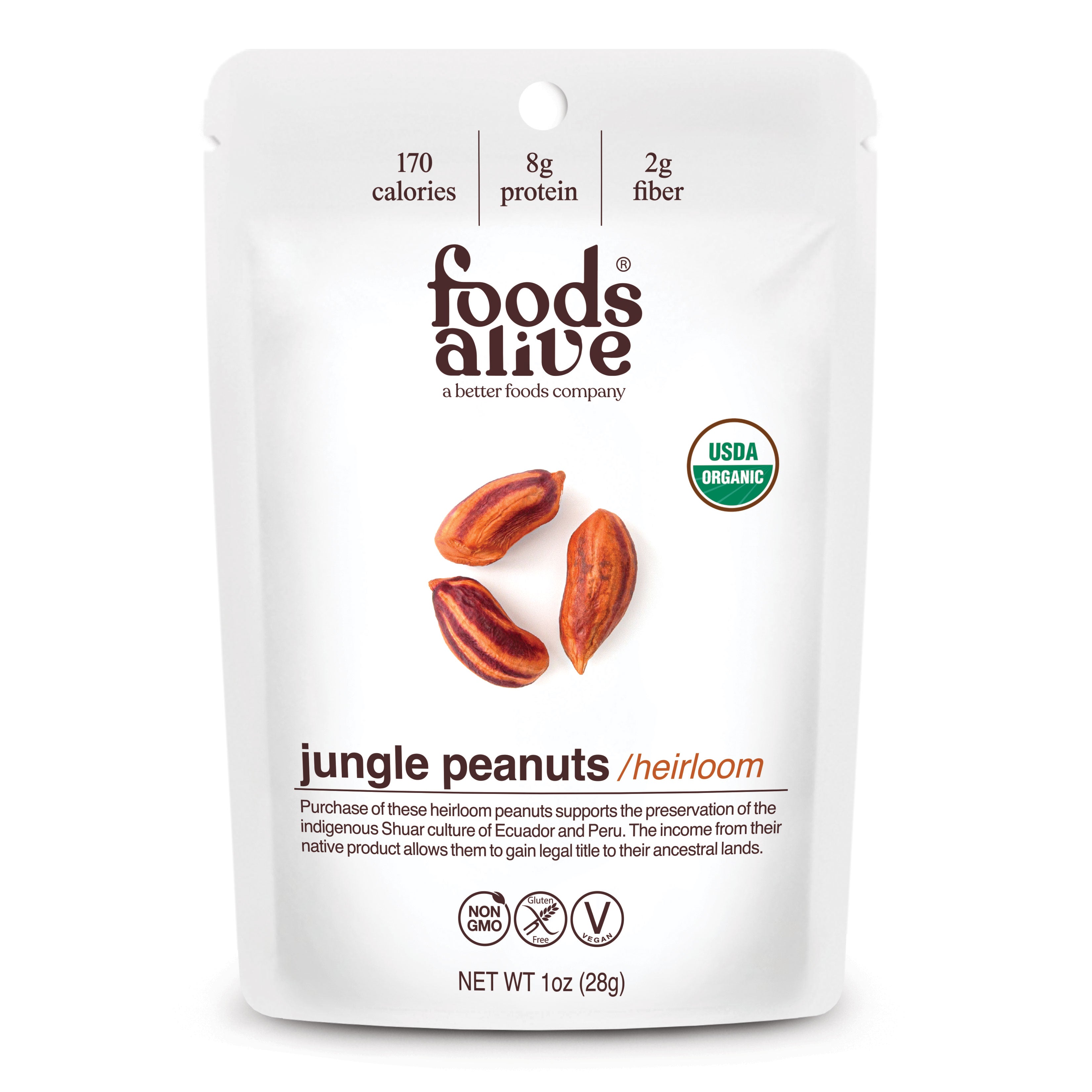Foods Alive - Organic Wild Jungle Peanuts - 1 oz