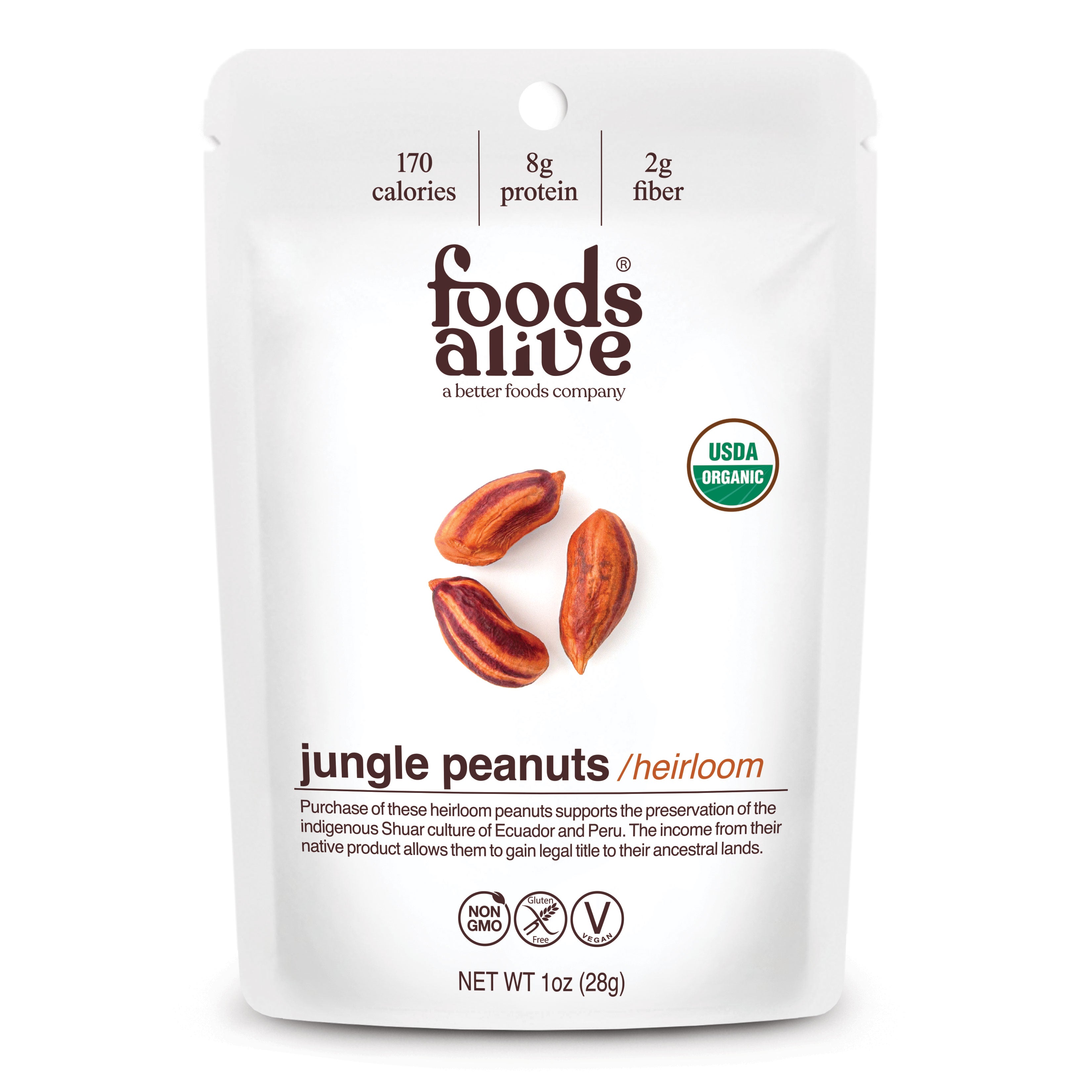 Foods Alive - Organic Wild Jungle Peanuts - 1 oz,