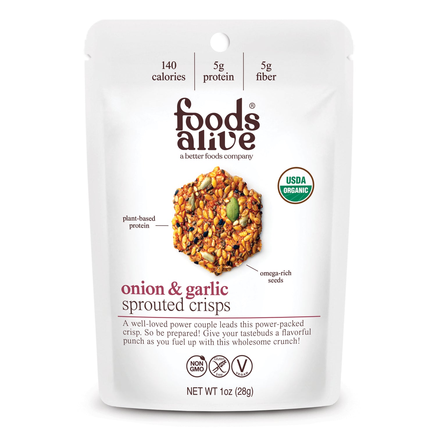 Onion & Garlic Organic Sprouted Crisps - 1 oz,