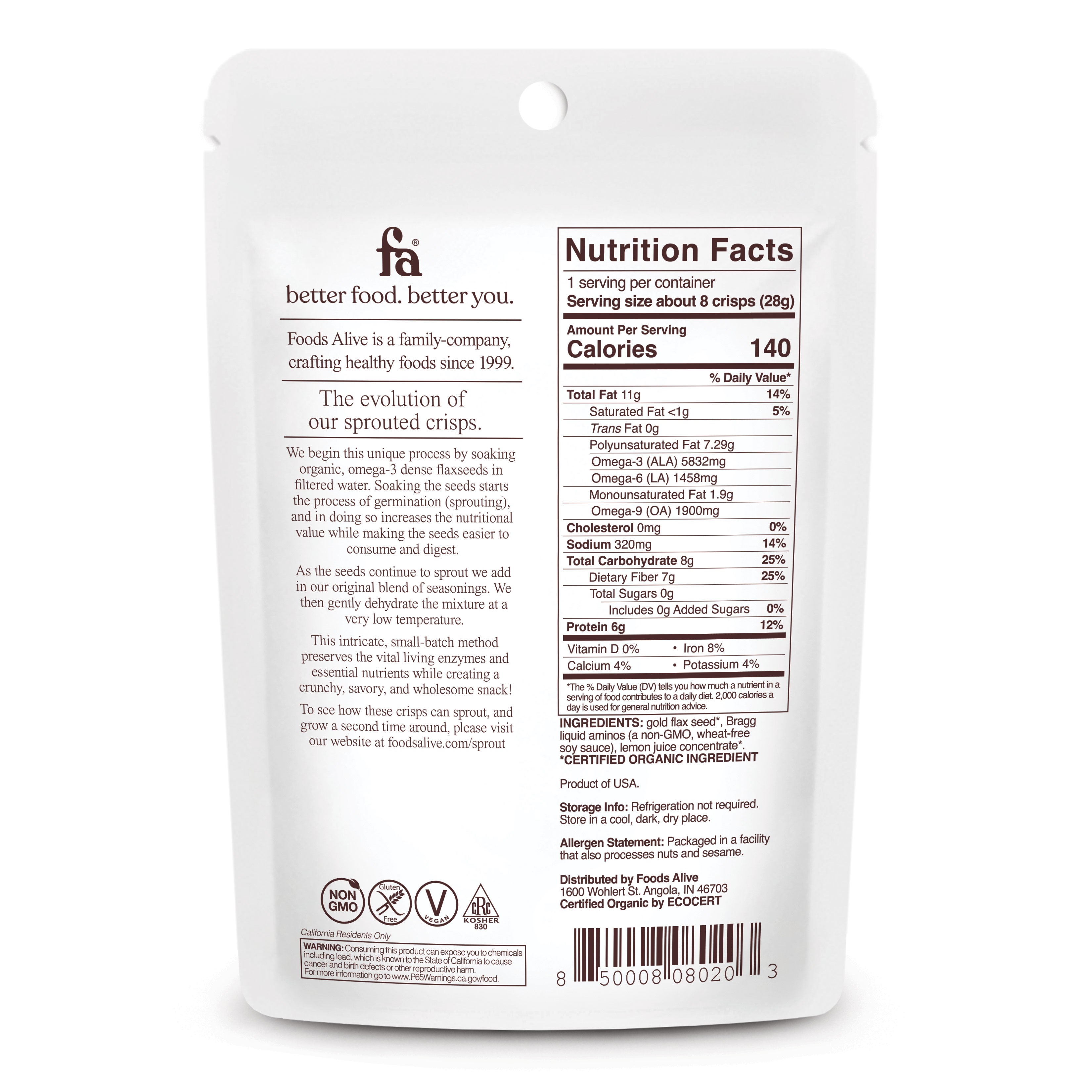 Original 90% Organic Sprouted Crisps - 1 oz,