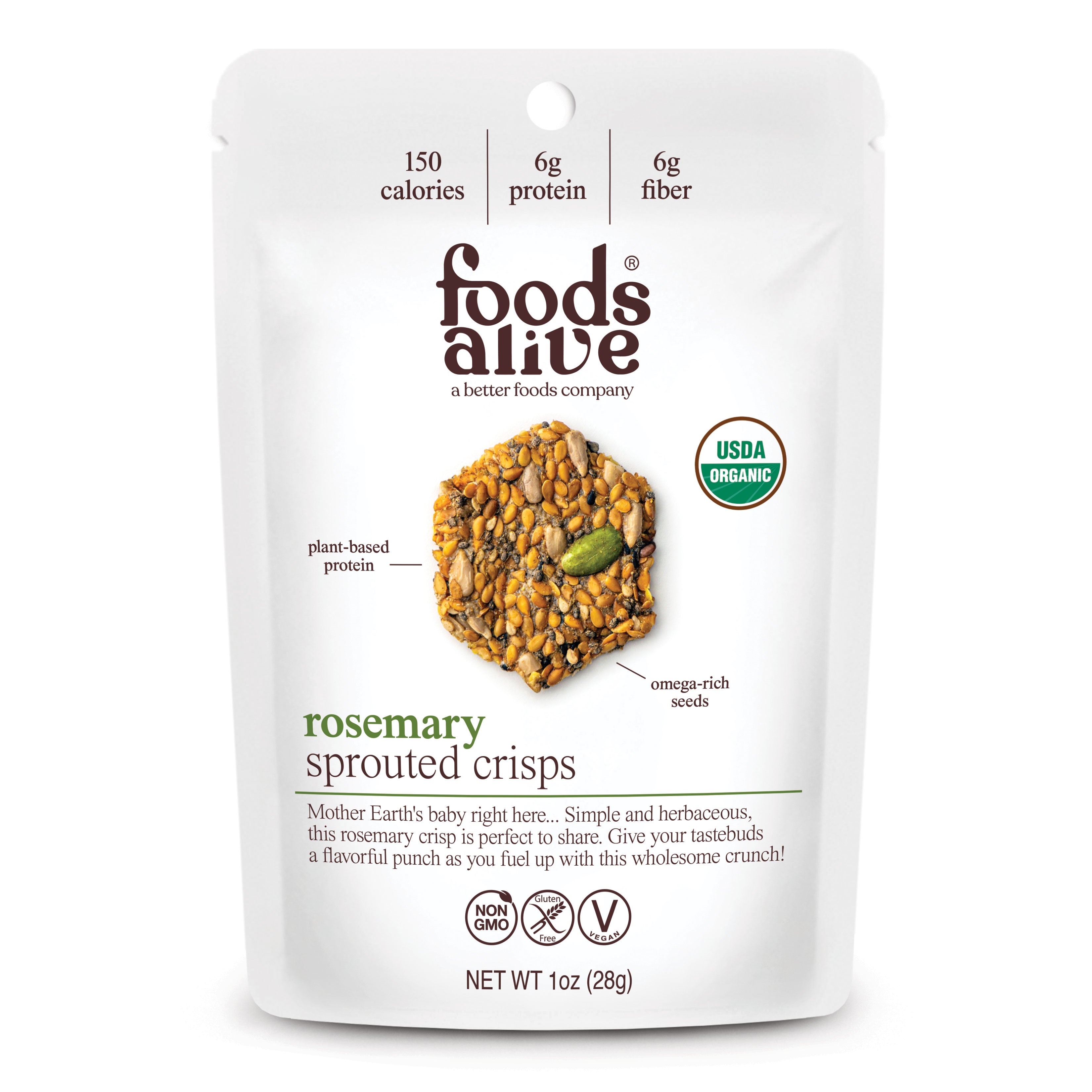 Rosemary Organic Sprouted Crisps - 1 oz,