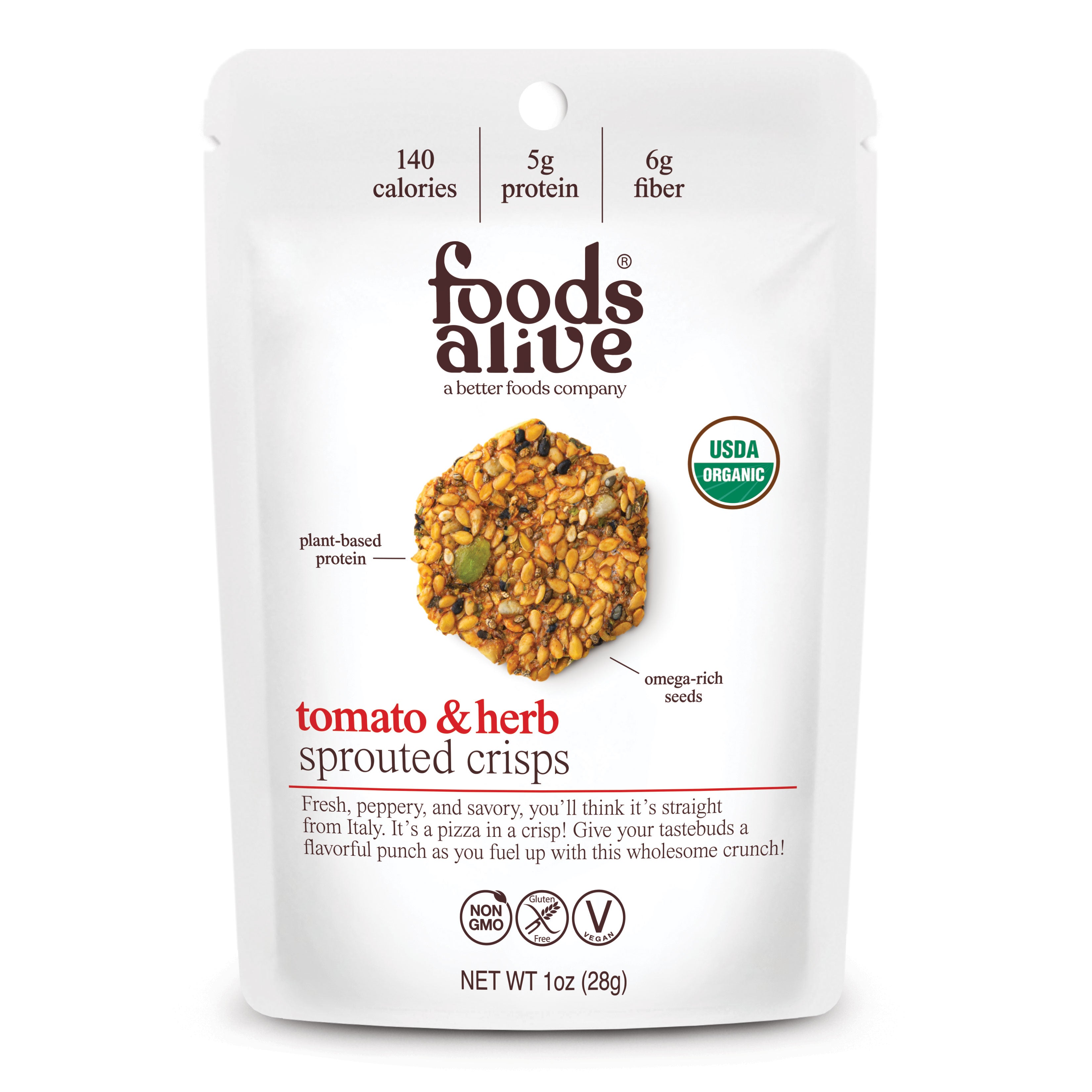 Tomato & Herb Organic Sprouted Crisps - 1 oz,