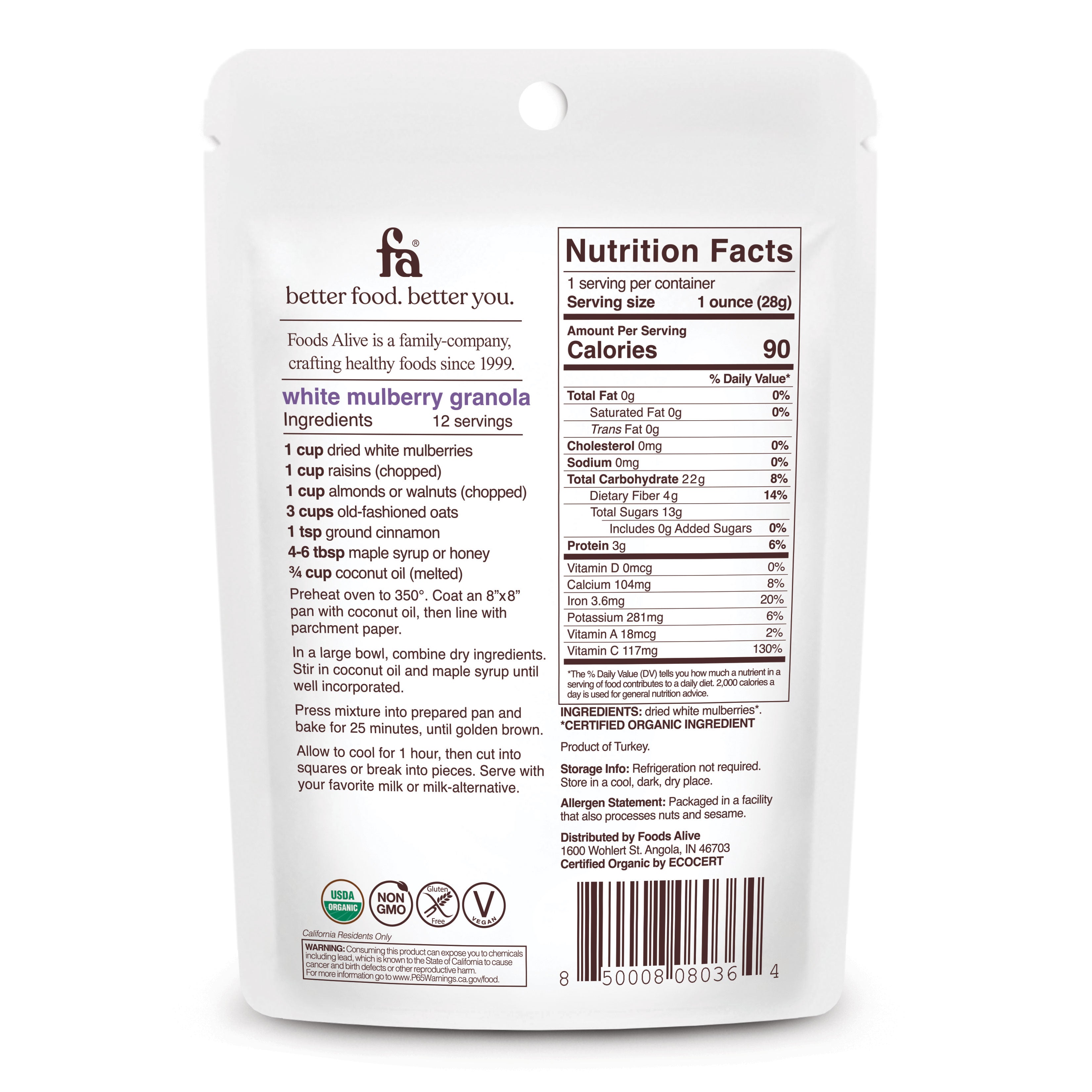 Foods Alive - Organic Mulberries - 1 oz,