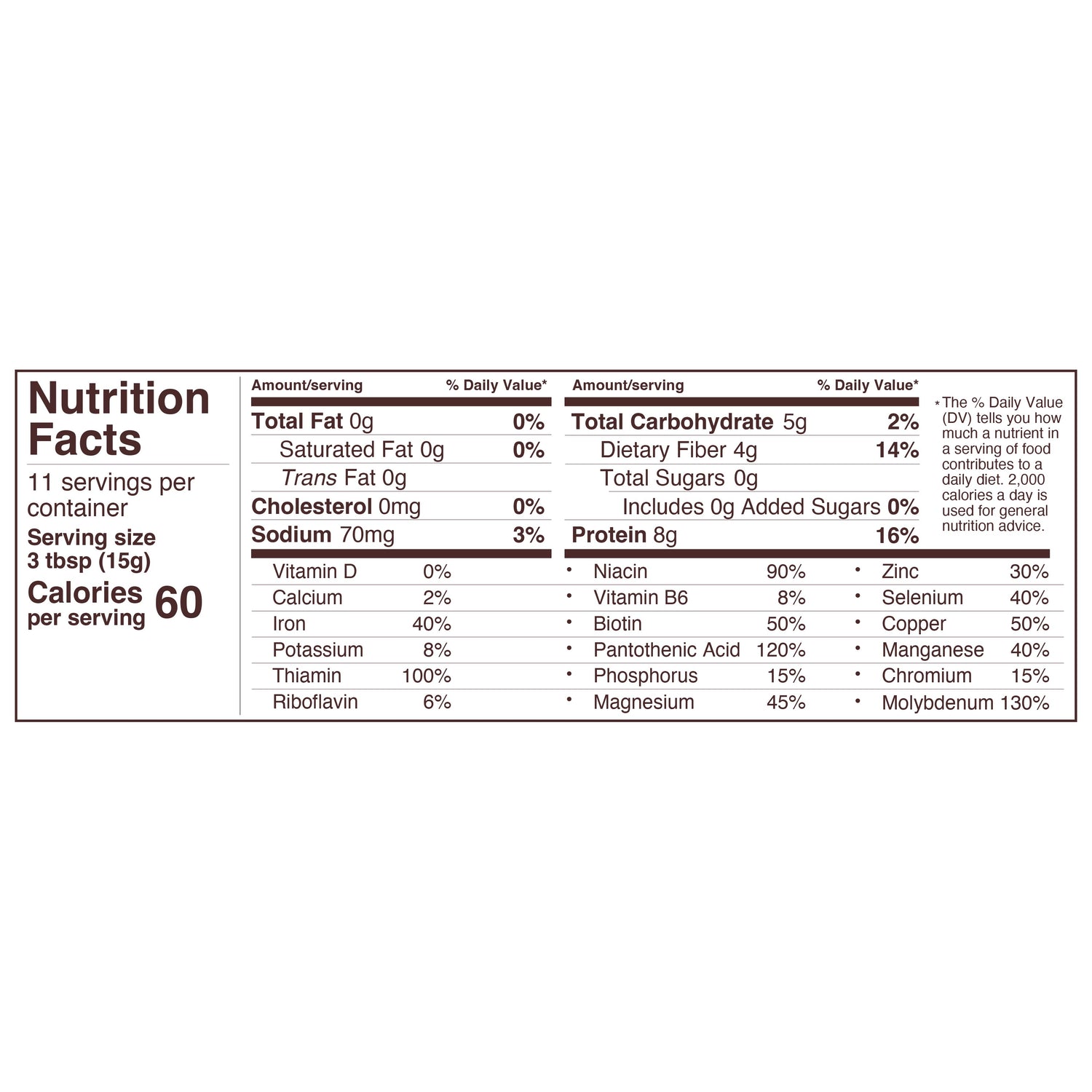 nacho cheesy goodness / nutritional yeast / nutritional panel
