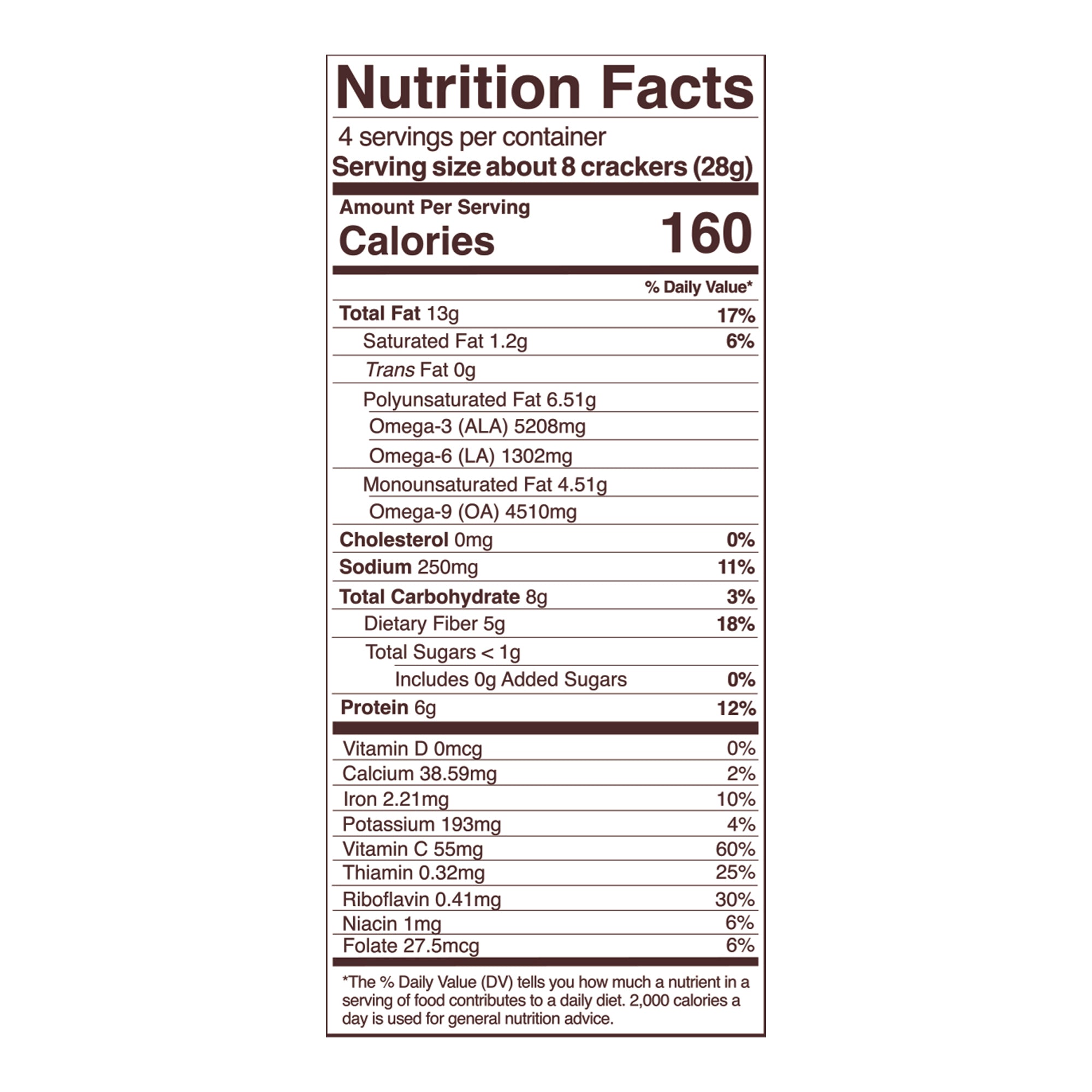 everything sprouted crisps nutrition fact panel