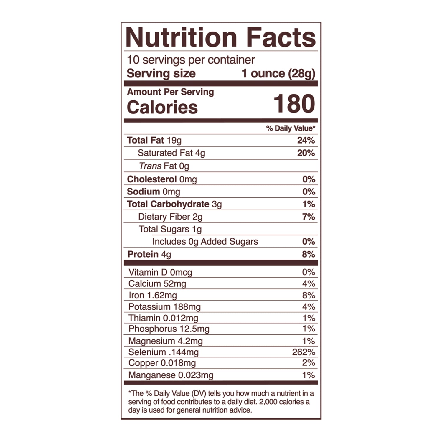 Brazil nut nutrition fact panel