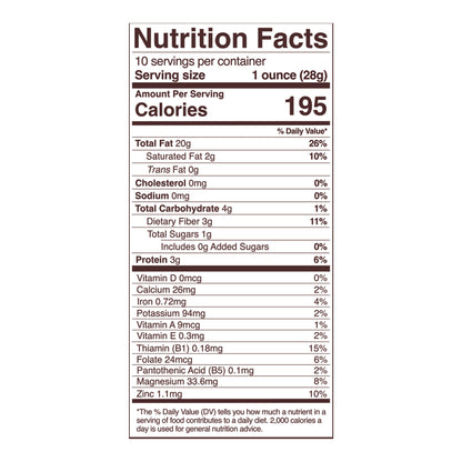 pecan nutrition fact panel
