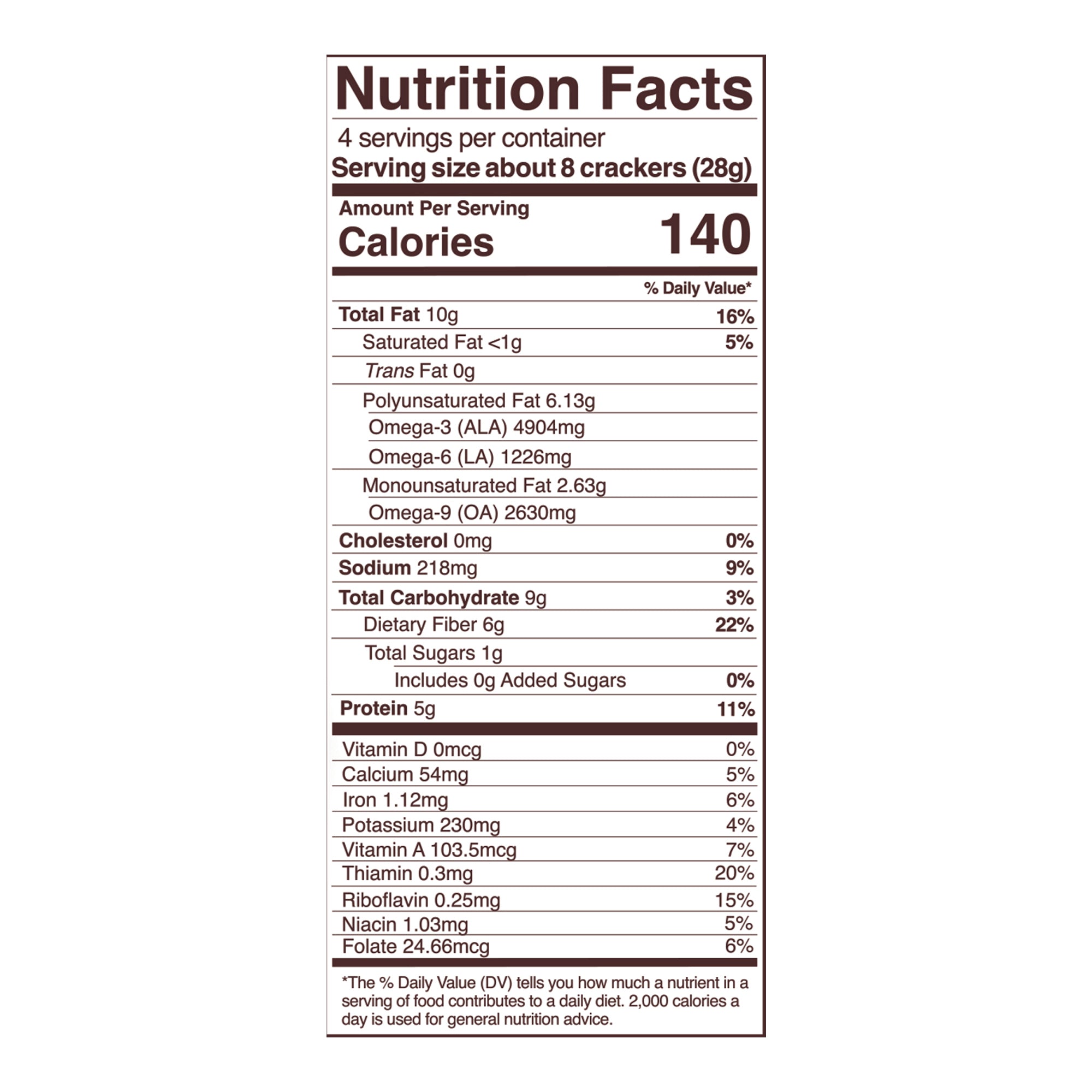 tomato & herb sprouted crisps nutrition fact panel,
