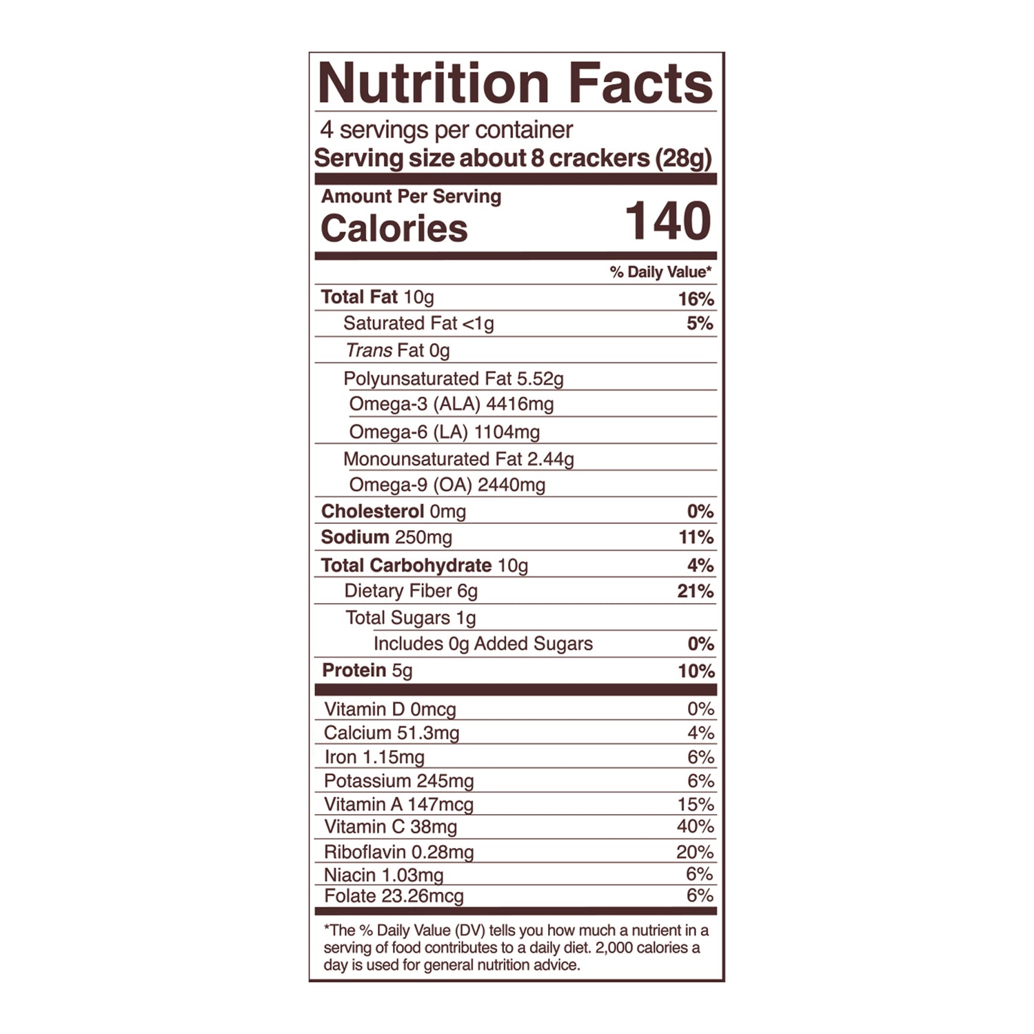 salsa fresca sprouted crisps nutrition fact panel,