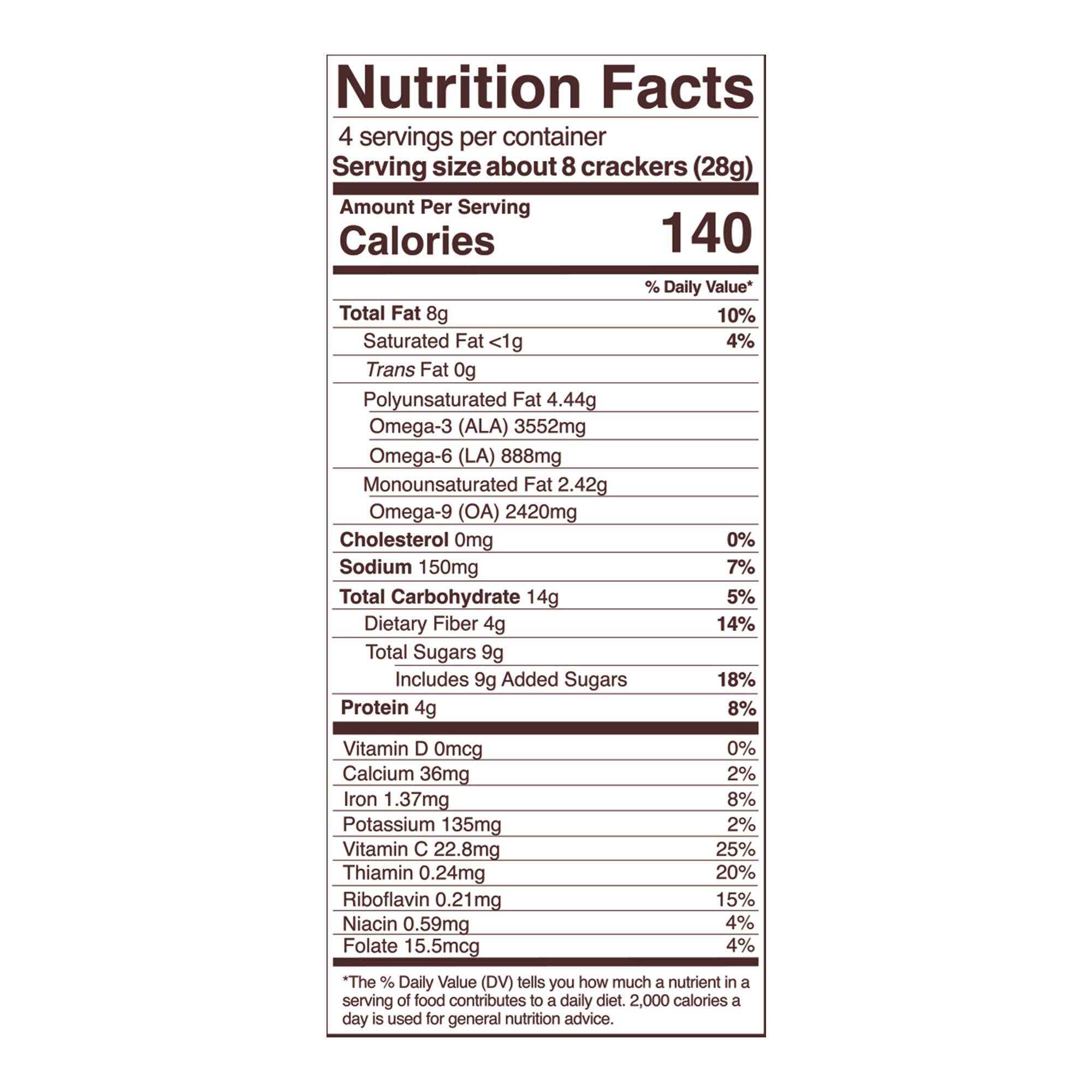 ginger snap sprouted crisps nutrition fact panel,