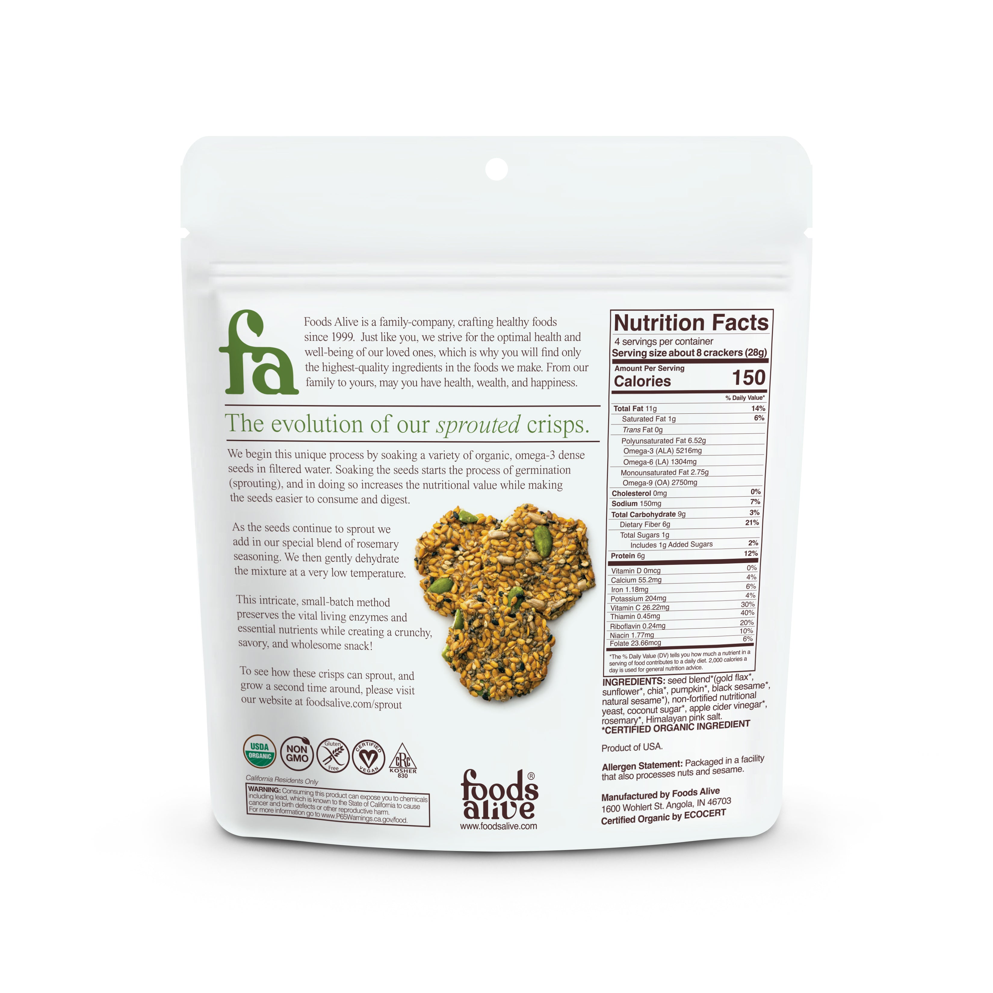 Rosemary Organic Sprouted Crisps - 4 oz