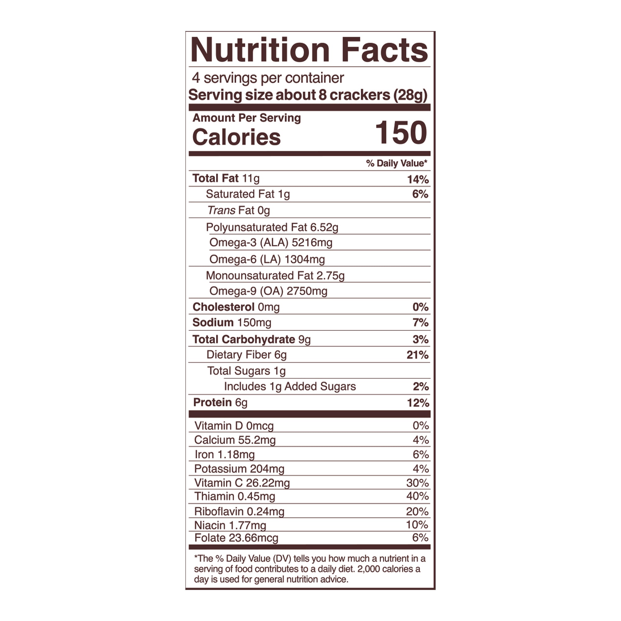 rosemary sprouted crisps nutrition fact panel,