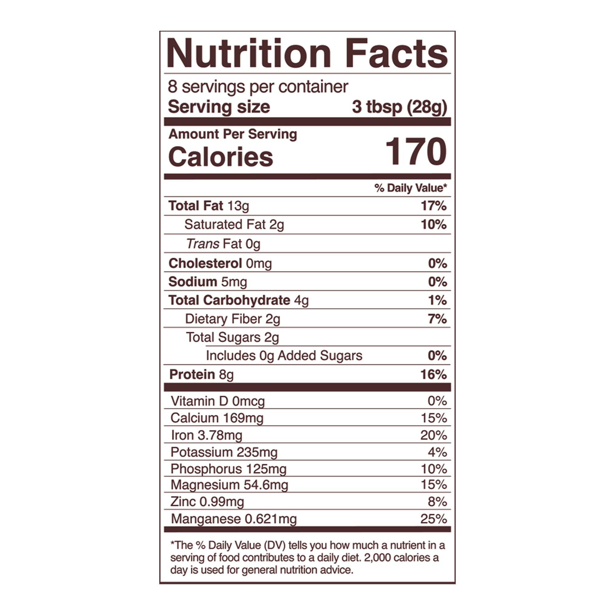 jungle peanut nutrition fact panel