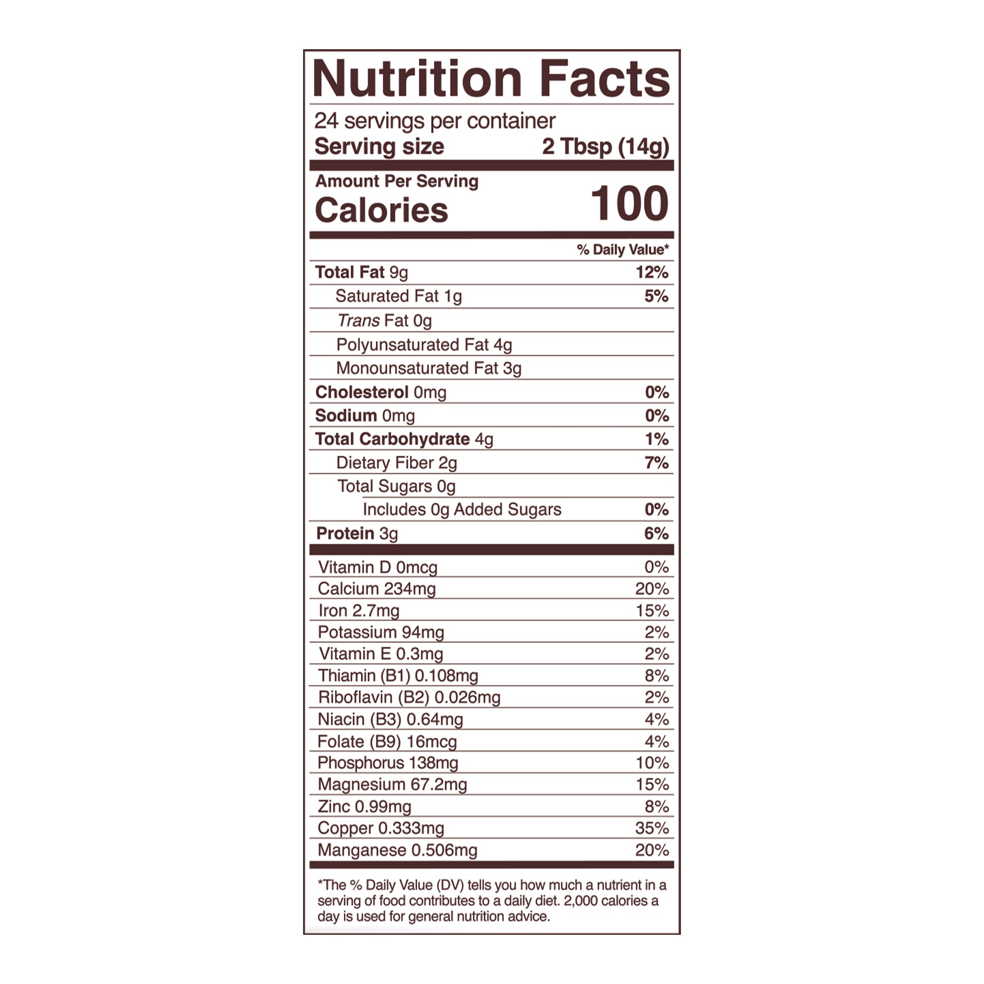 black sesame nutrition fact panel