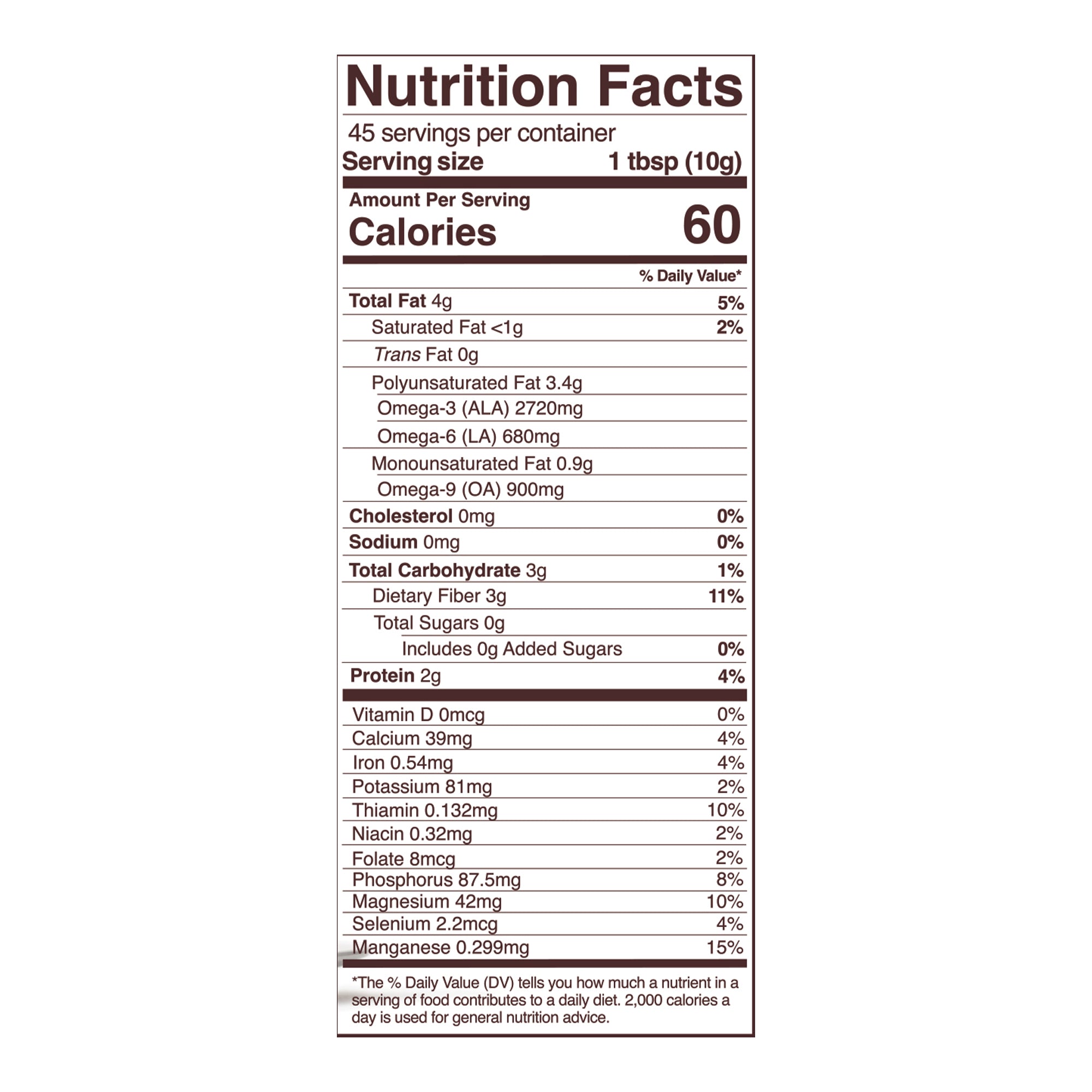 golden flax seeds nutrition fact panel