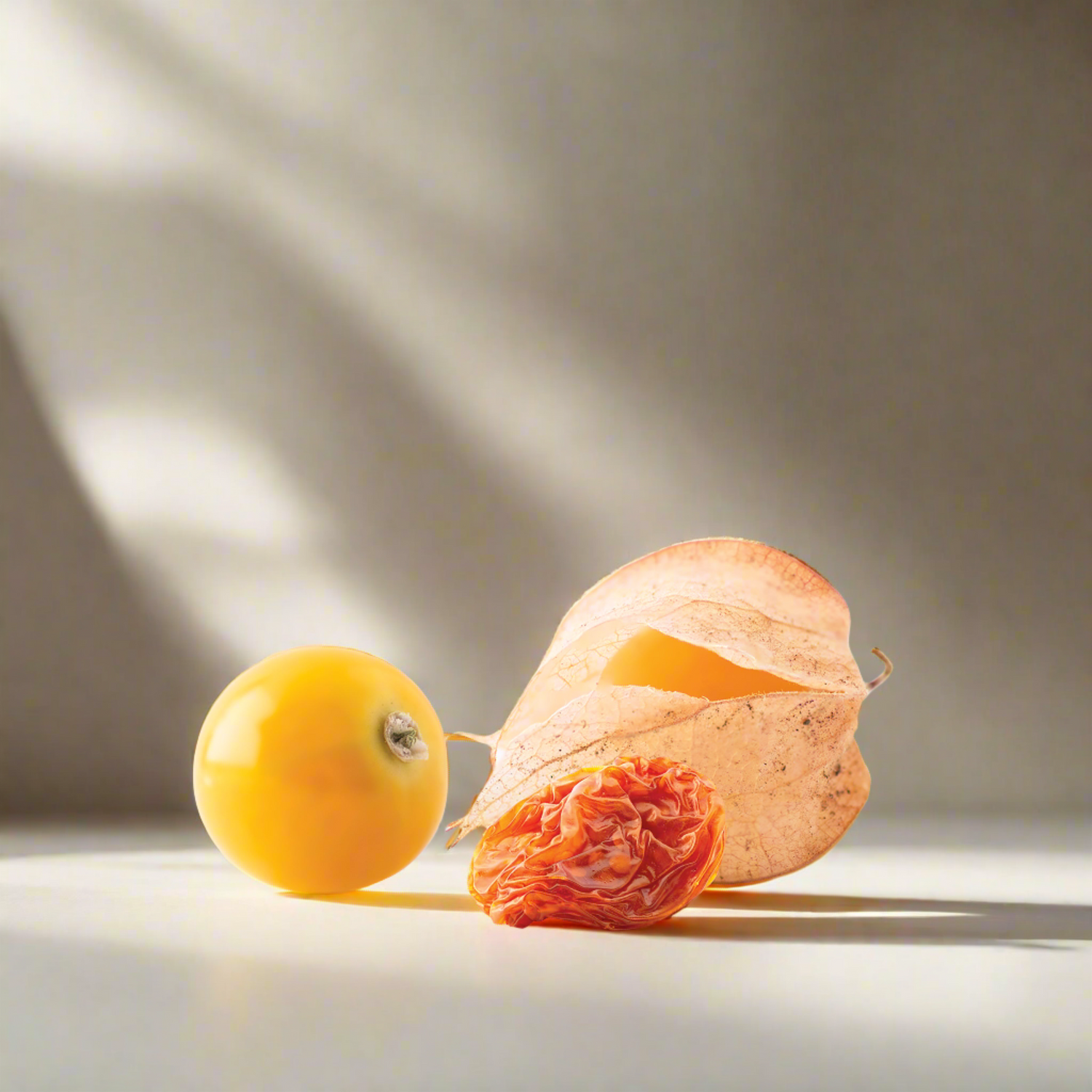 organic golden berries on kitchen counter with sun shining on it