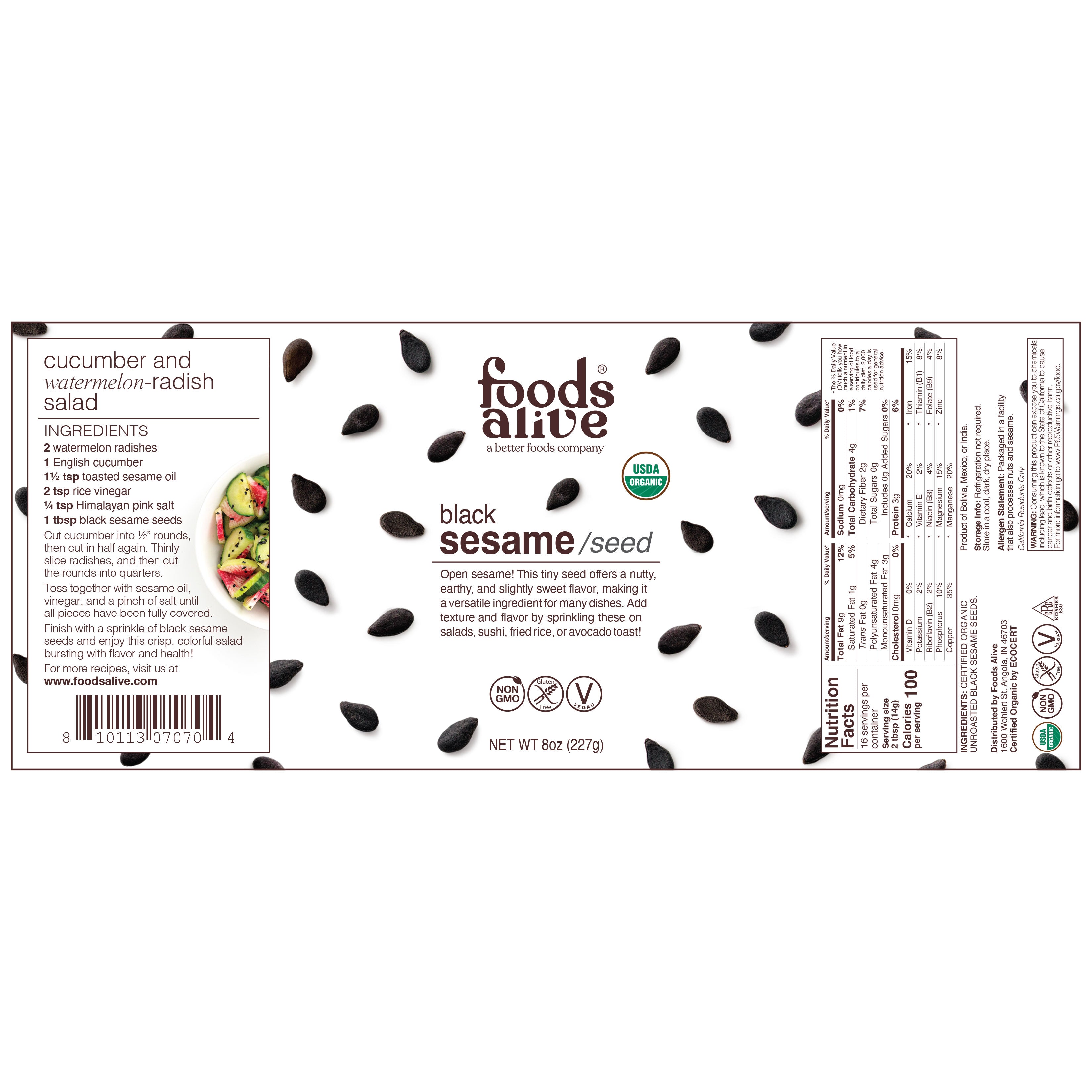 organic black sesame / seed / label,