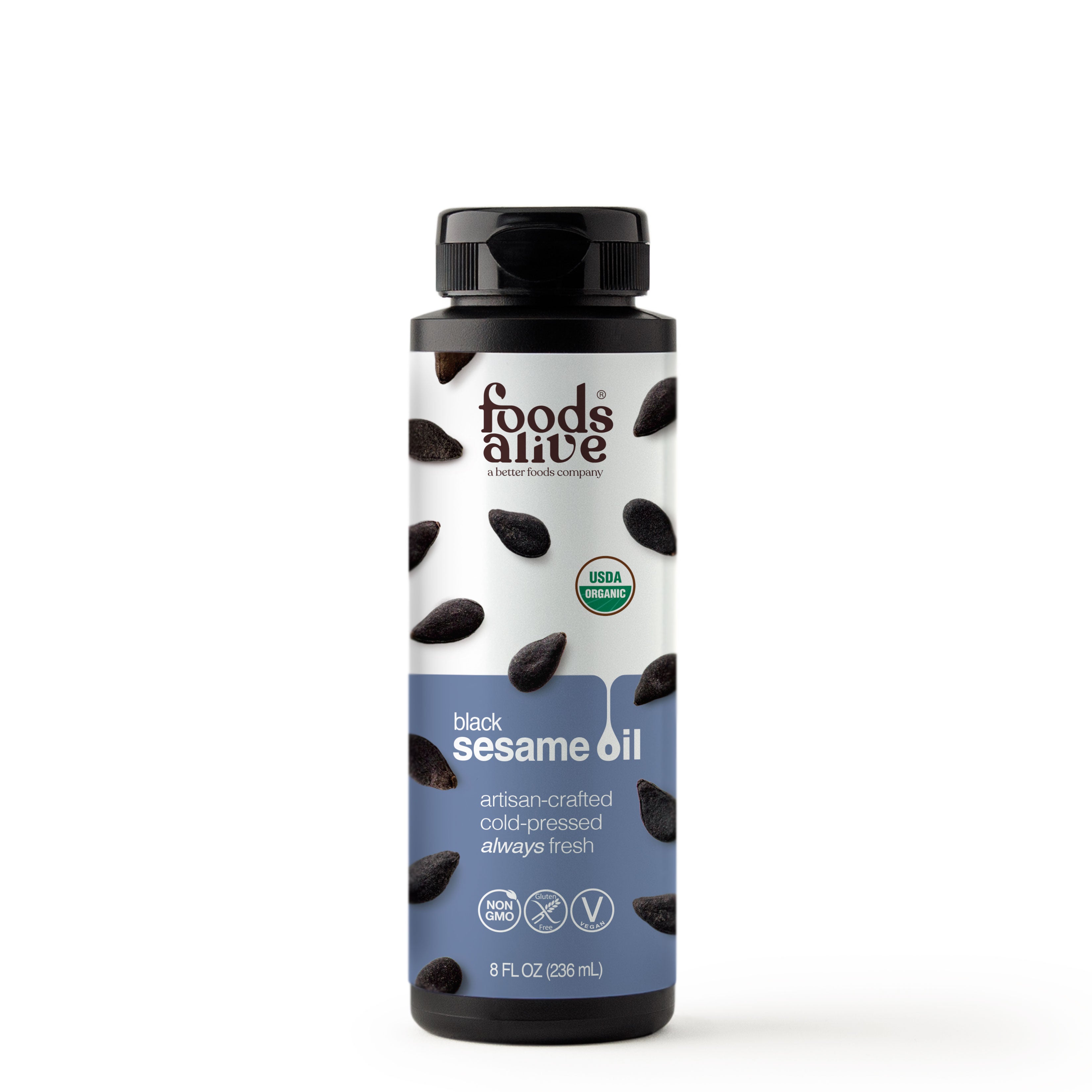 Organic Cold-Pressed Black Sesame Seed Oil 8oz,