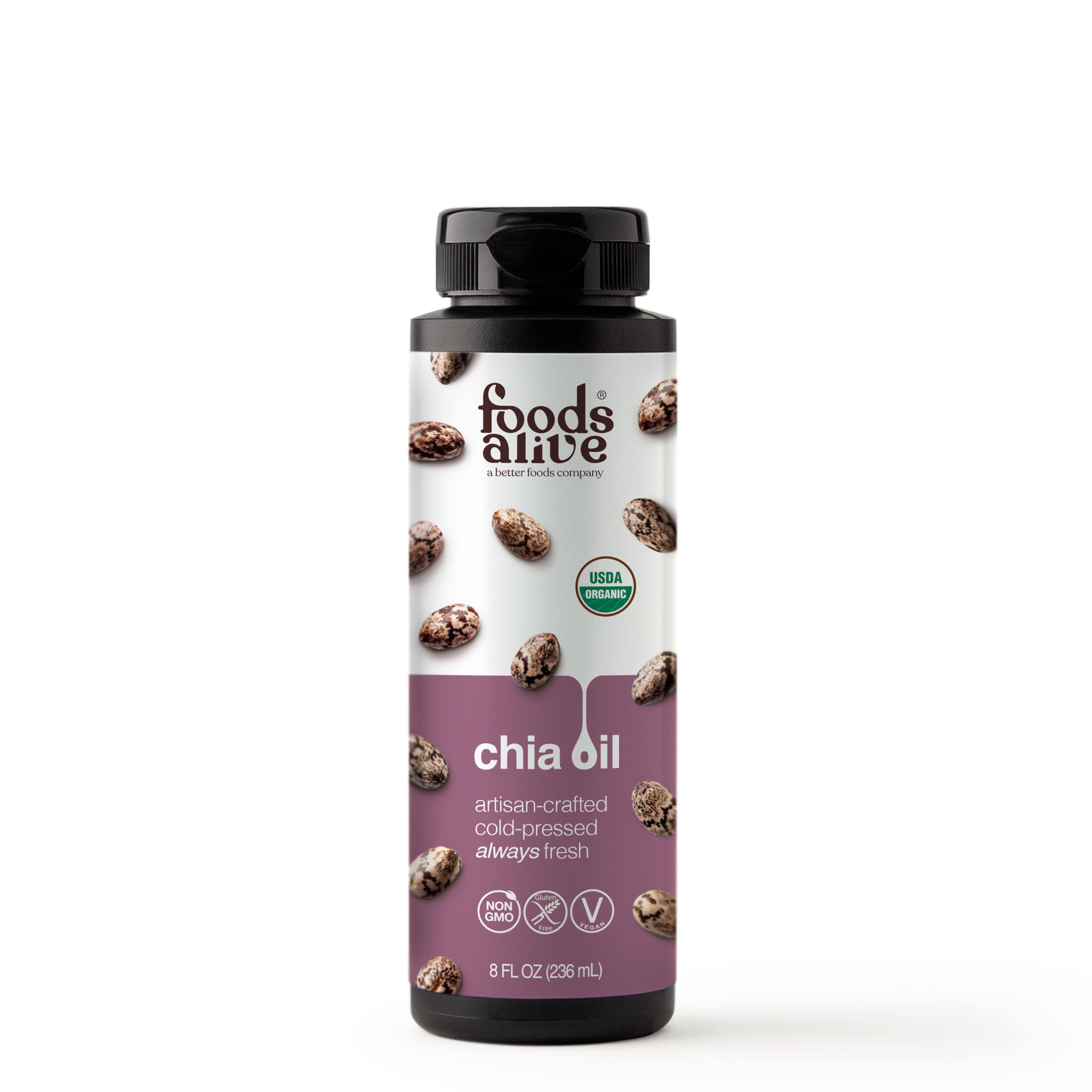 Organic Cold-Pressed Black Chia Seed Oil 8oz,