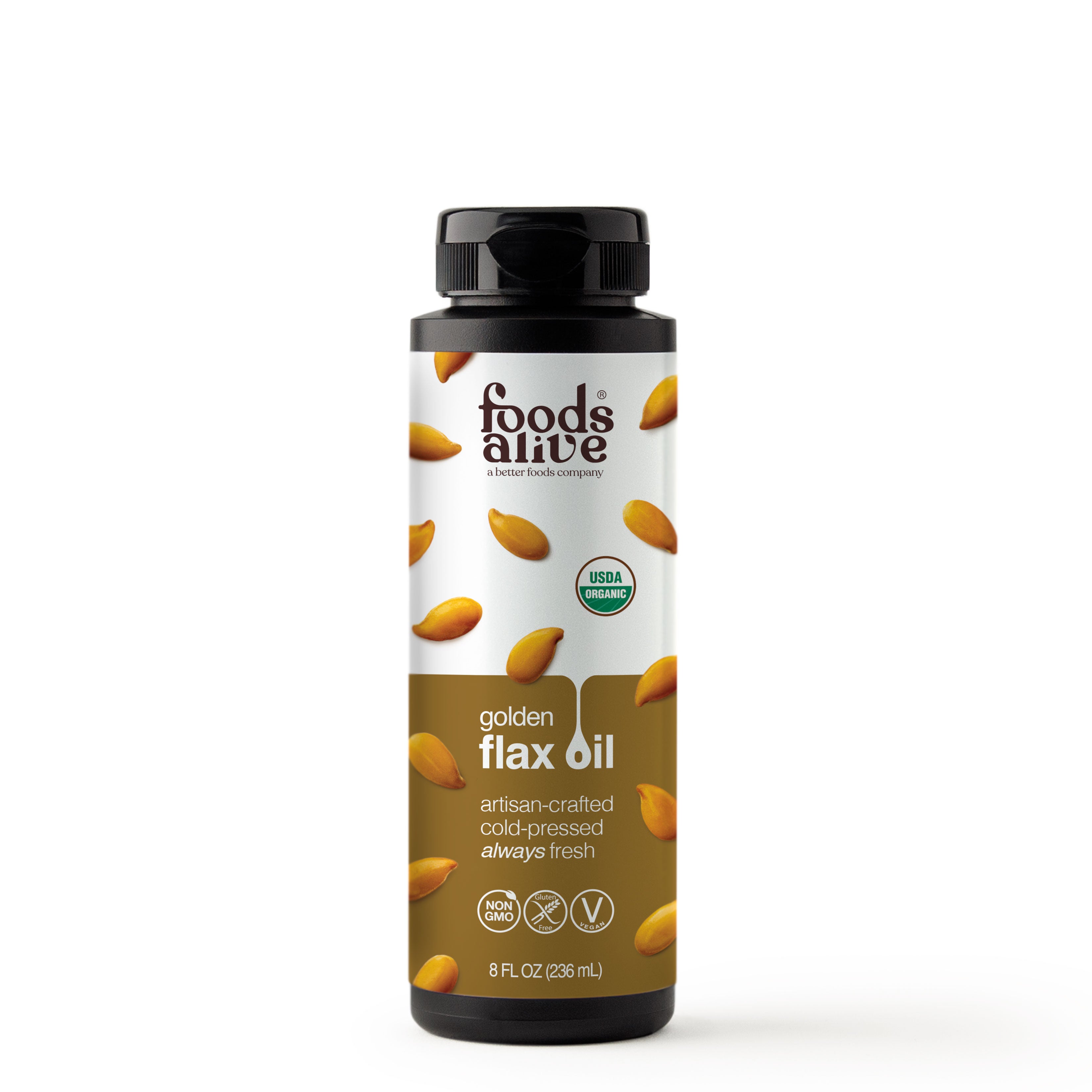 Organic Cold-Pressed Gold Flax Seed Oil 8oz,