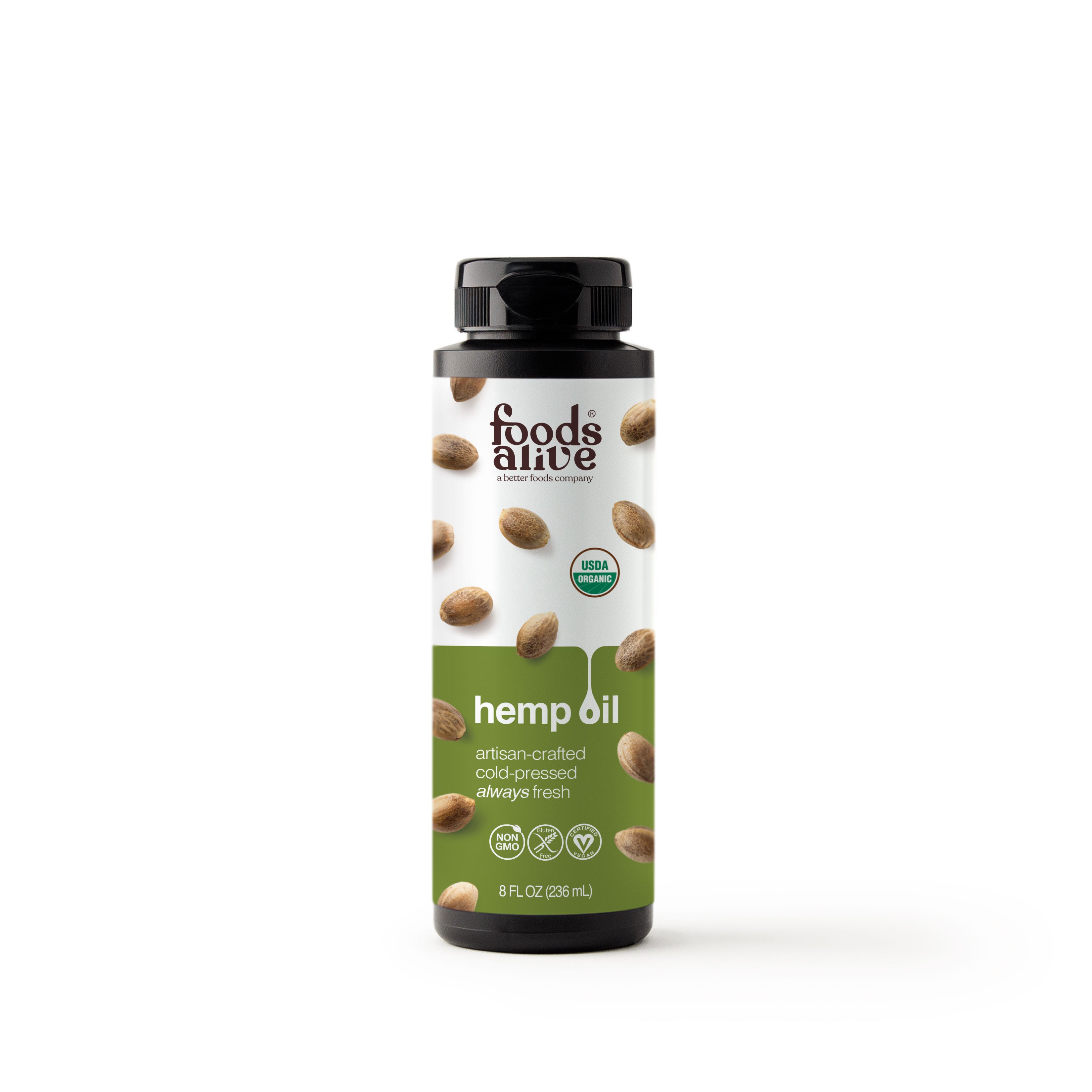 Organic Cold-Pressed Hemp Seed Oil 8oz - Foods Alive