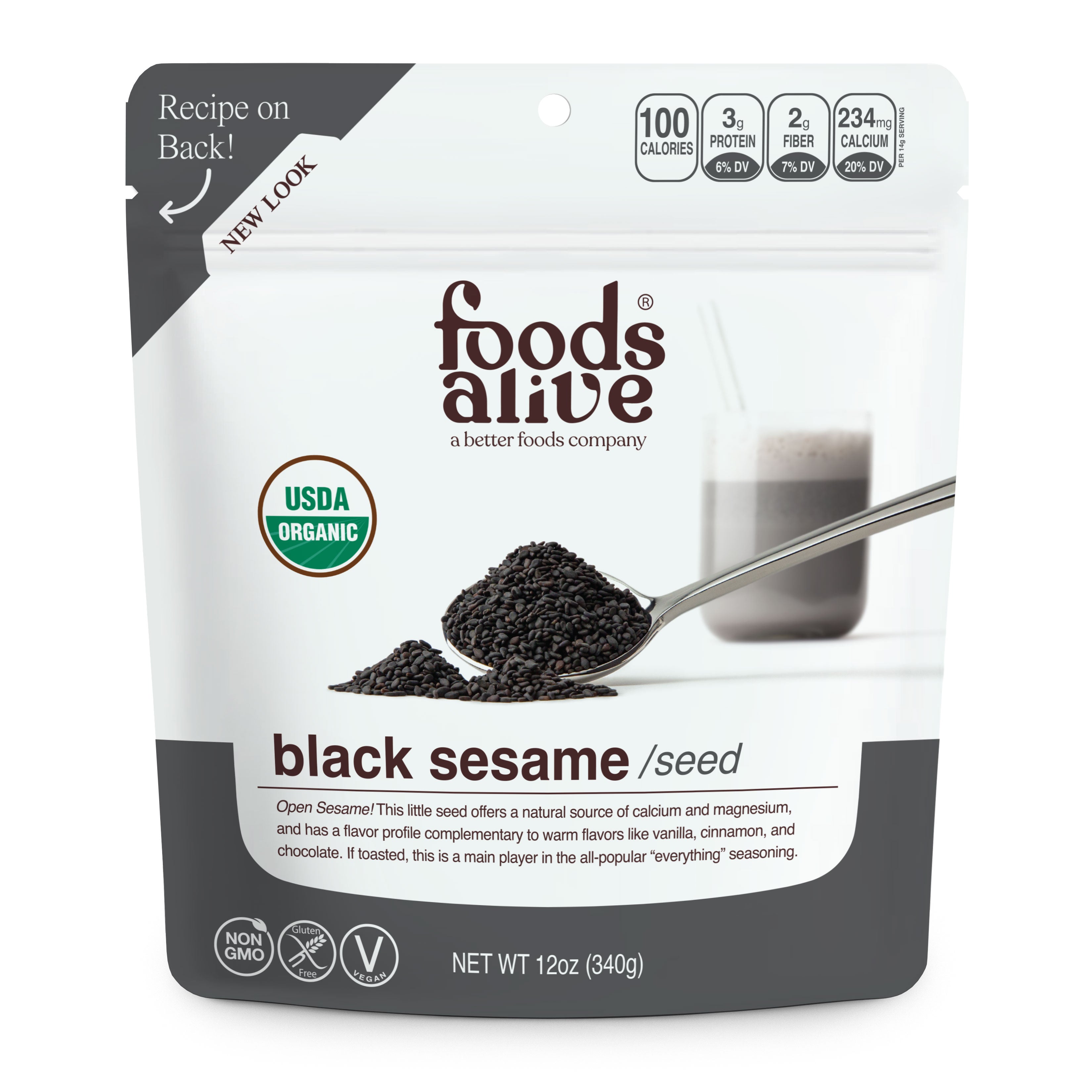 Foods Alive - Organic Black Sesame Seed - 12 oz,
