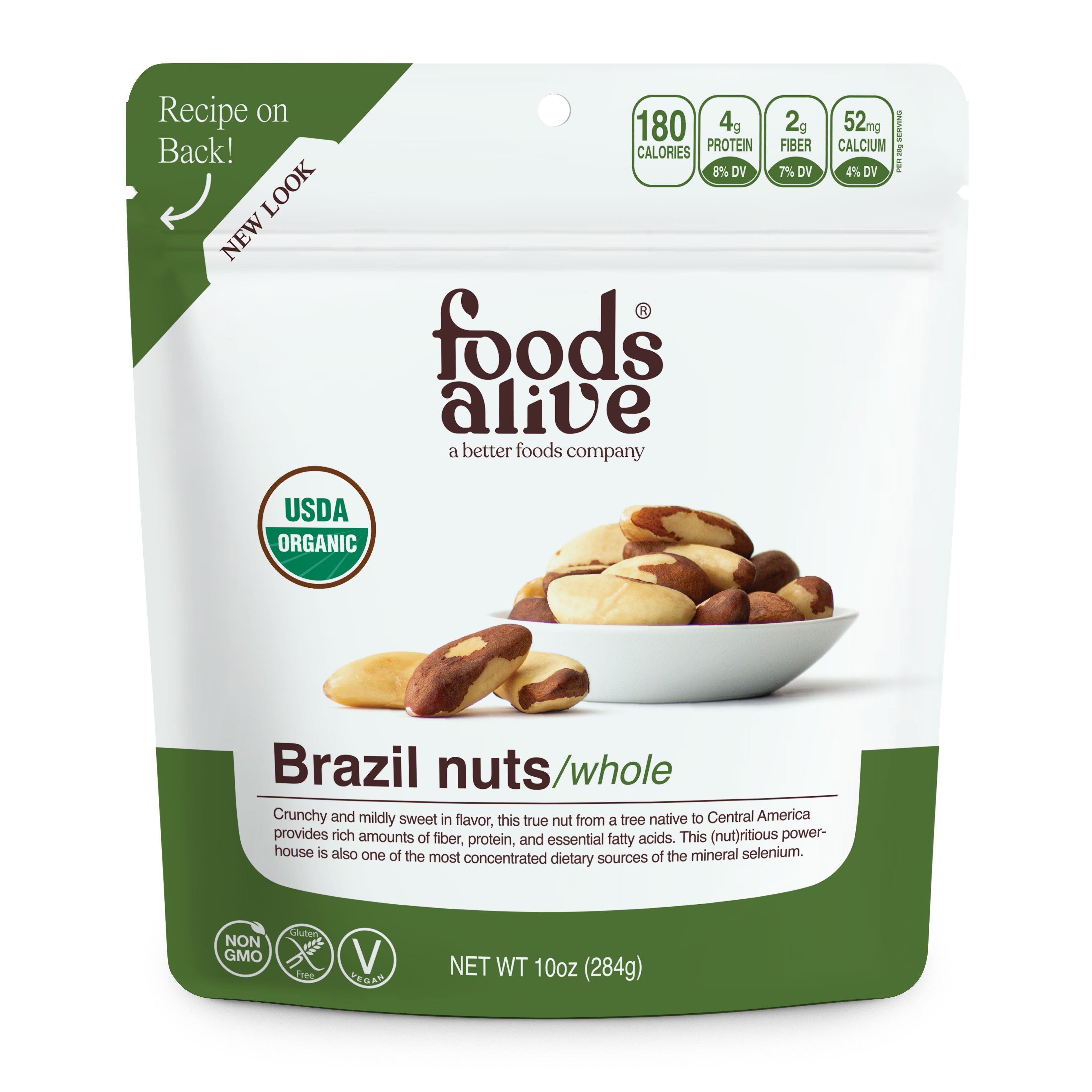 Organic Raw Brazil Nuts - 10oz - Front - Foods Alive