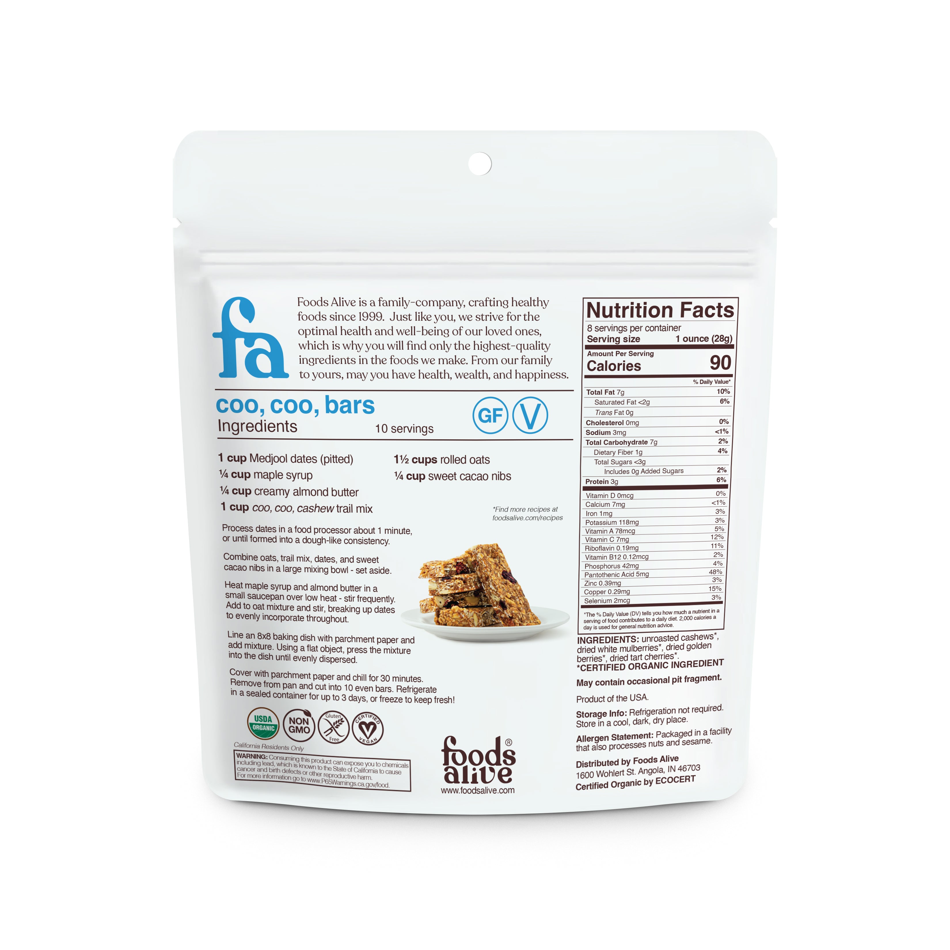 organic coo, coo, cashew trail mix
