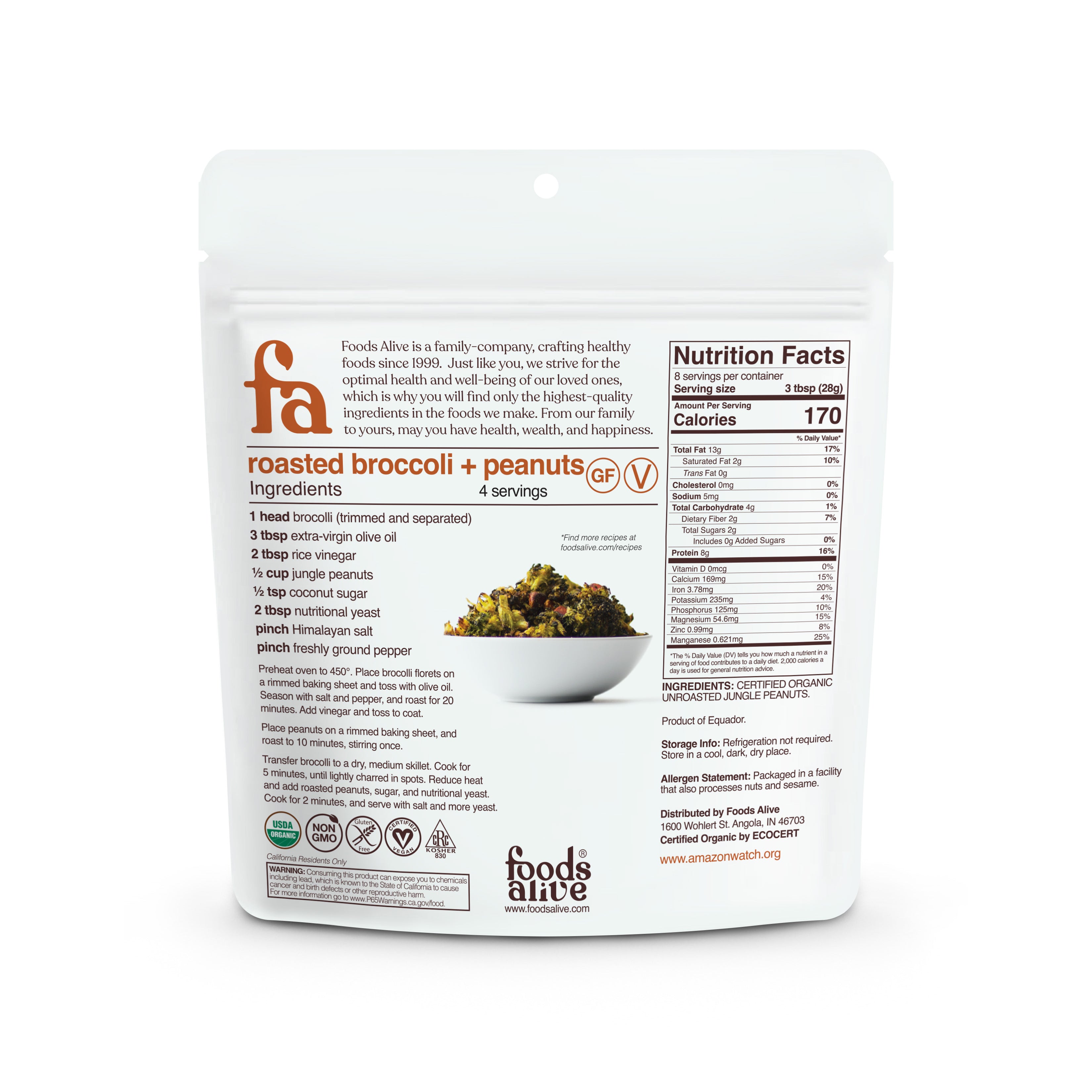 Foods Alive - Organic Wild Jungle Peanuts - 8 oz - Back