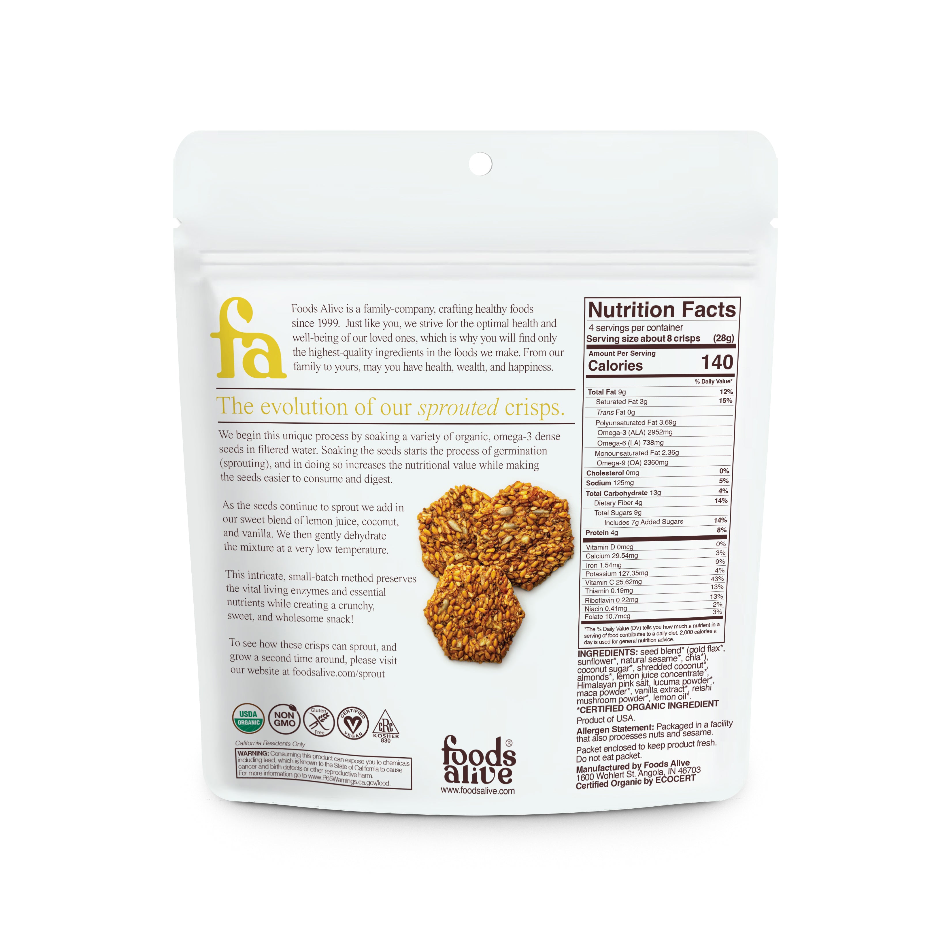 Lemony Lemon Organic Sprouted Crisps - 4 oz