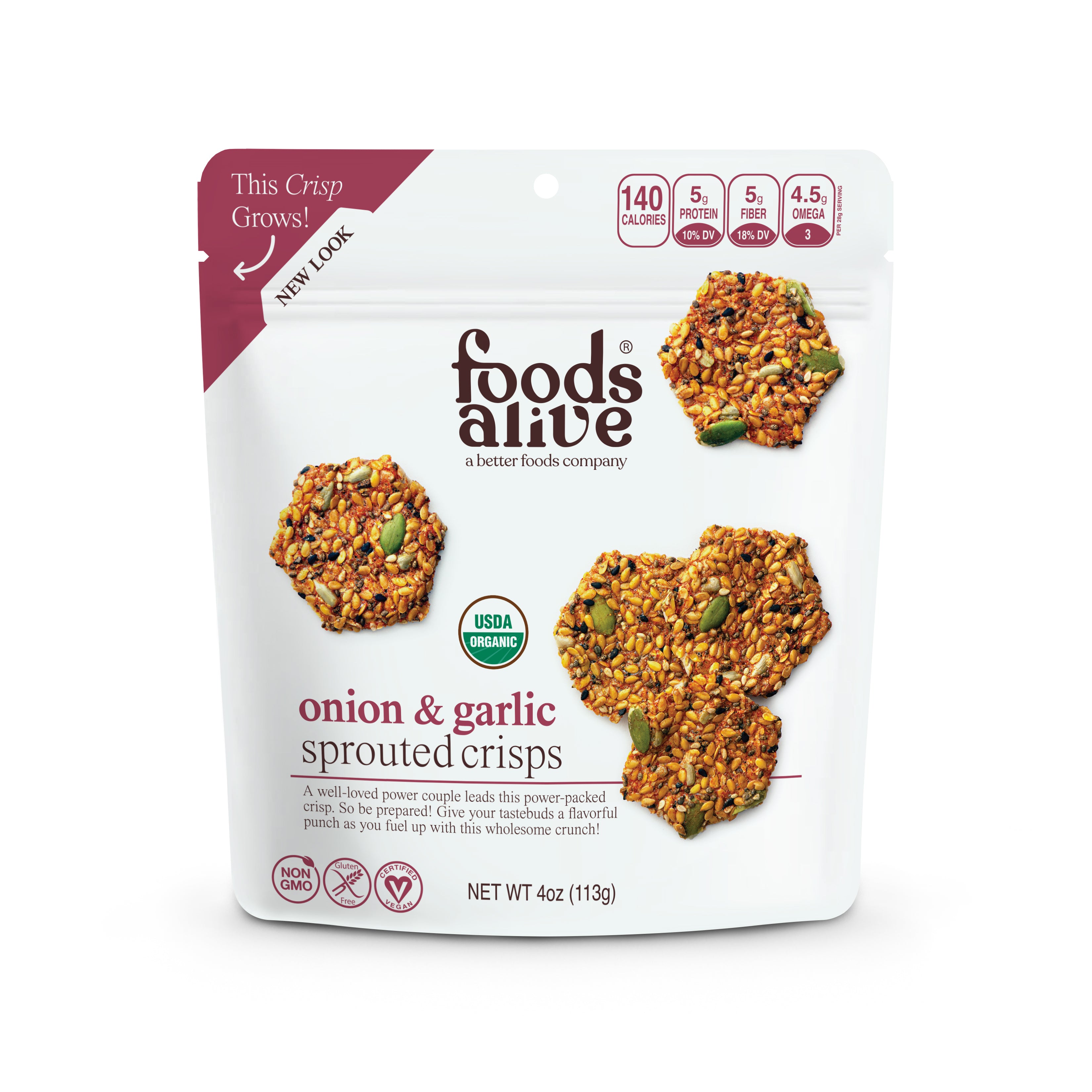 Onion & Garlic Organic Sprouted Crisps - 4 oz