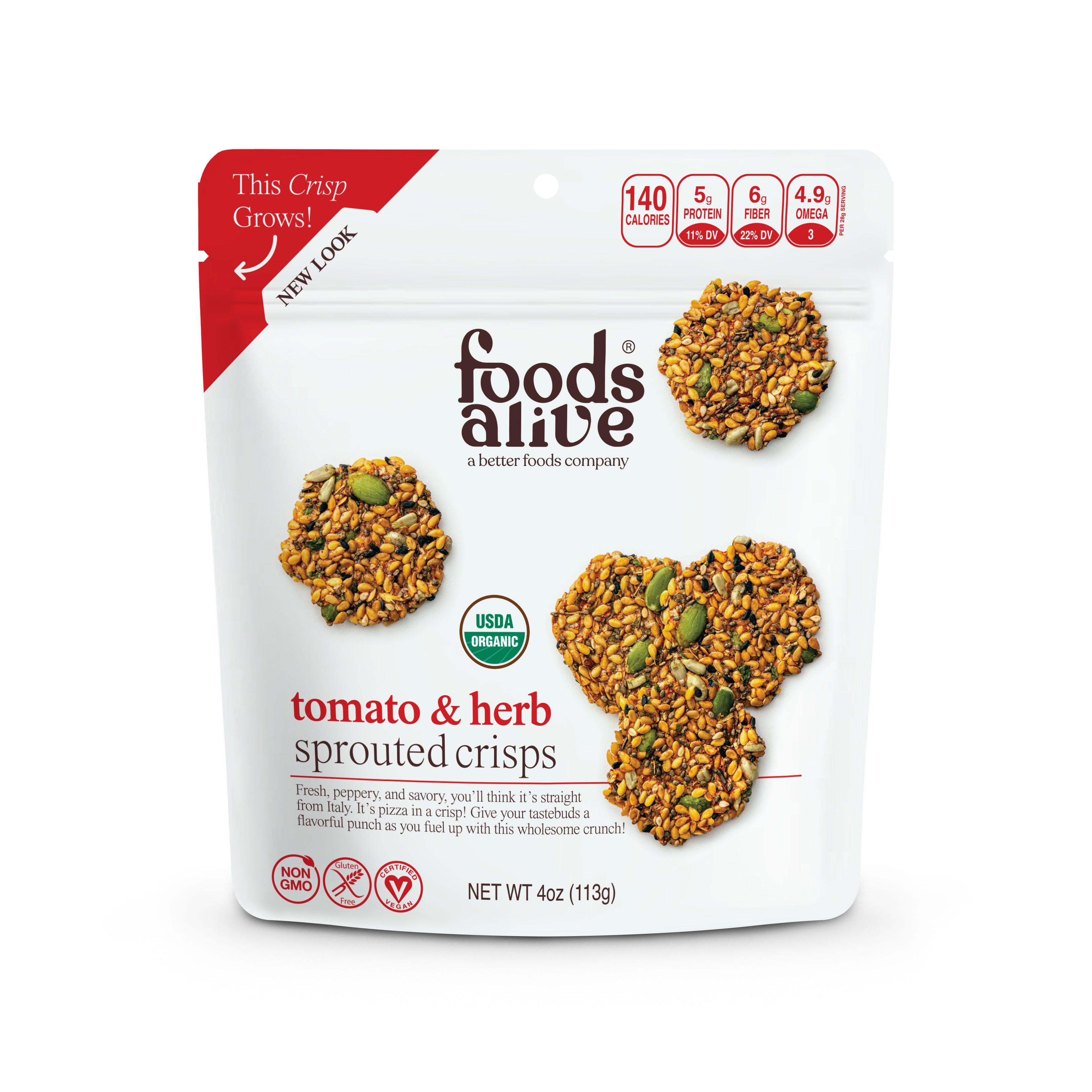 Tomato & Herb Organic Sprouted Crisps - 4 oz