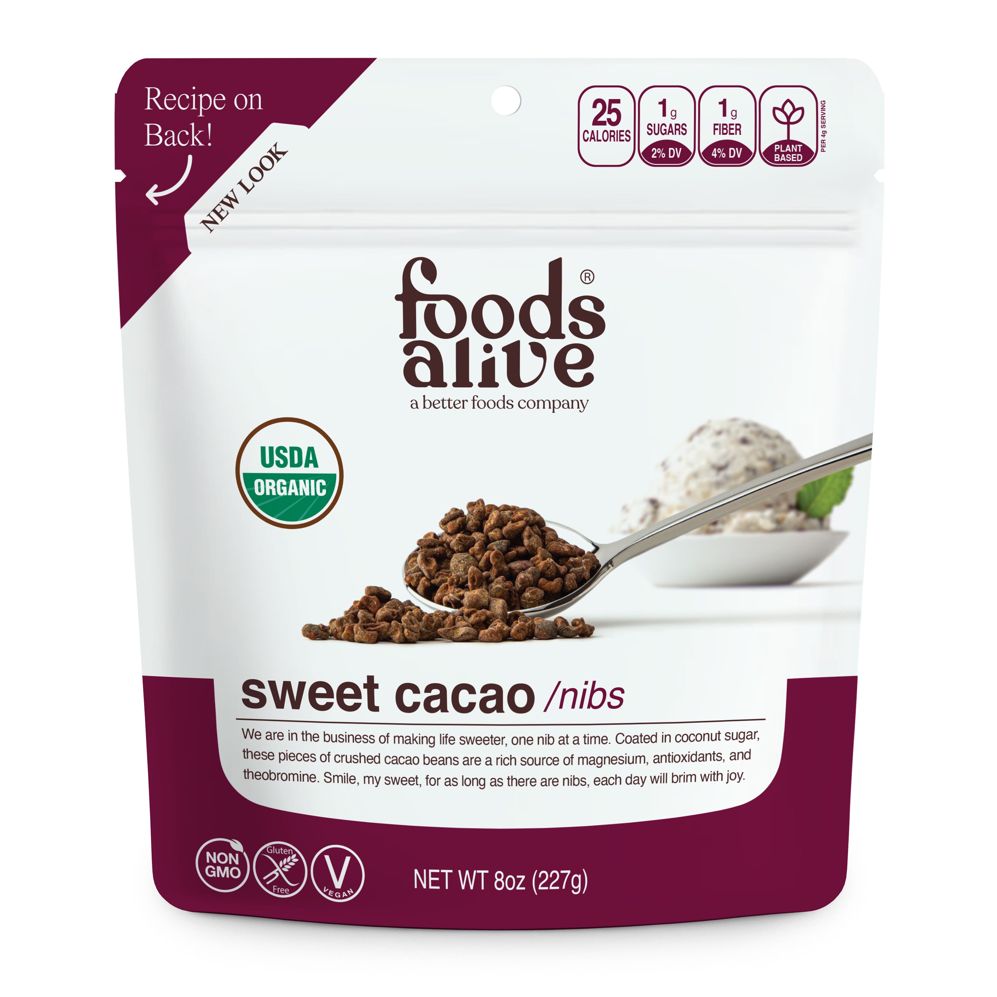 Foods Alive - Organic Sweet Cacao Nibs - 8 oz,