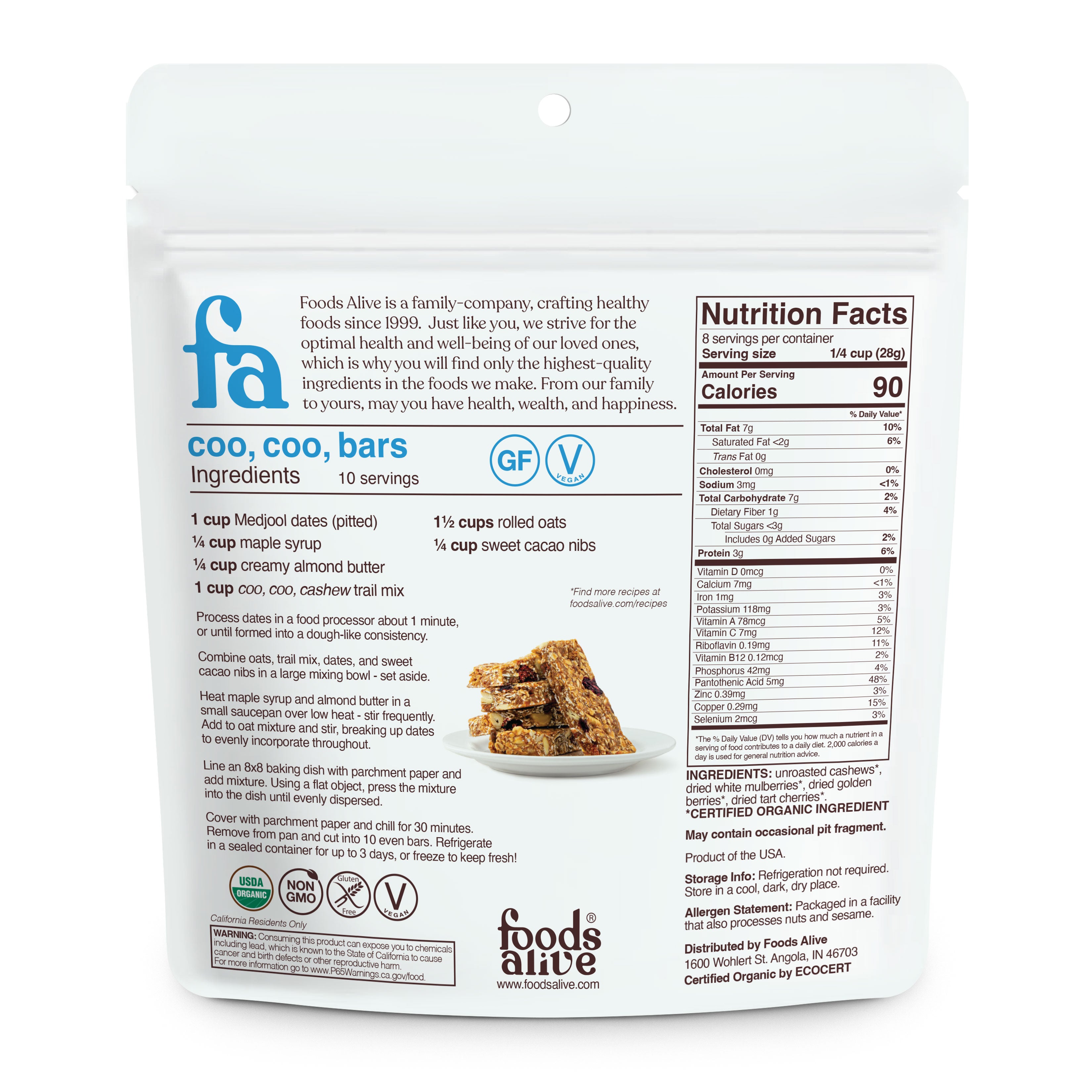 organic coo, coo, cashew trail mix,