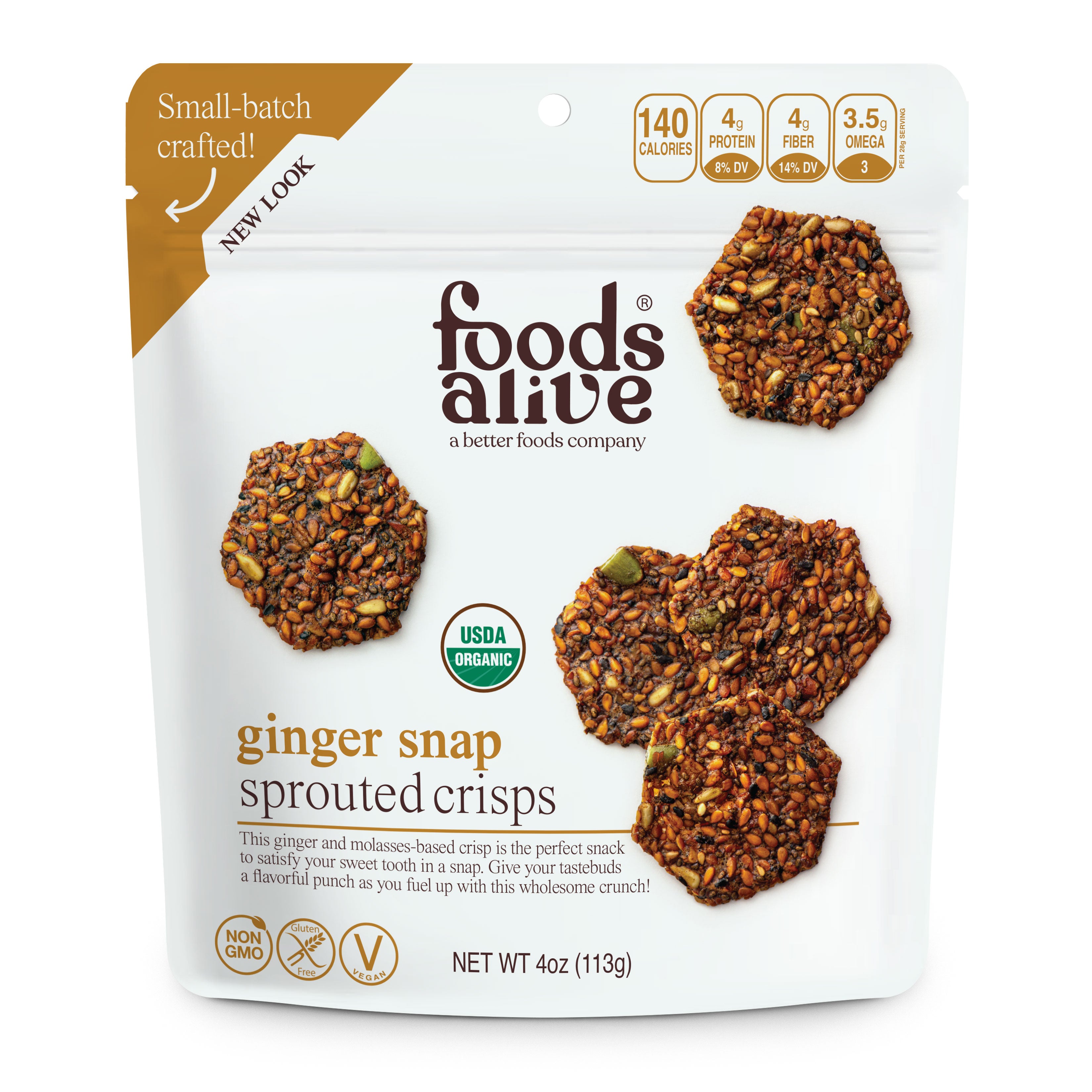 Ginger Snap Organic Sprouted Crisps - 4 oz,