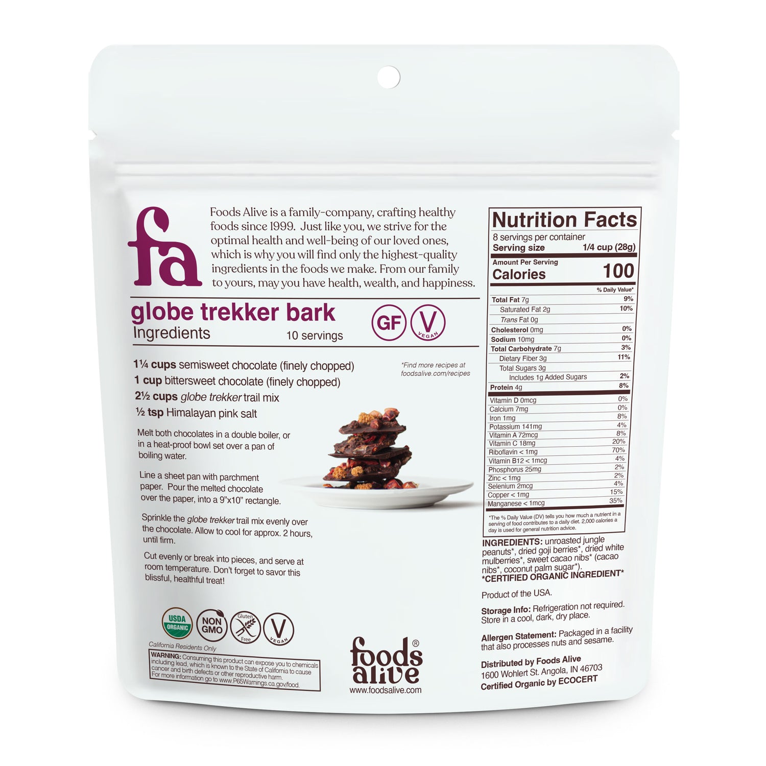 Organic Globe Trekker Trail Mix - 8oz - Foods Alive,