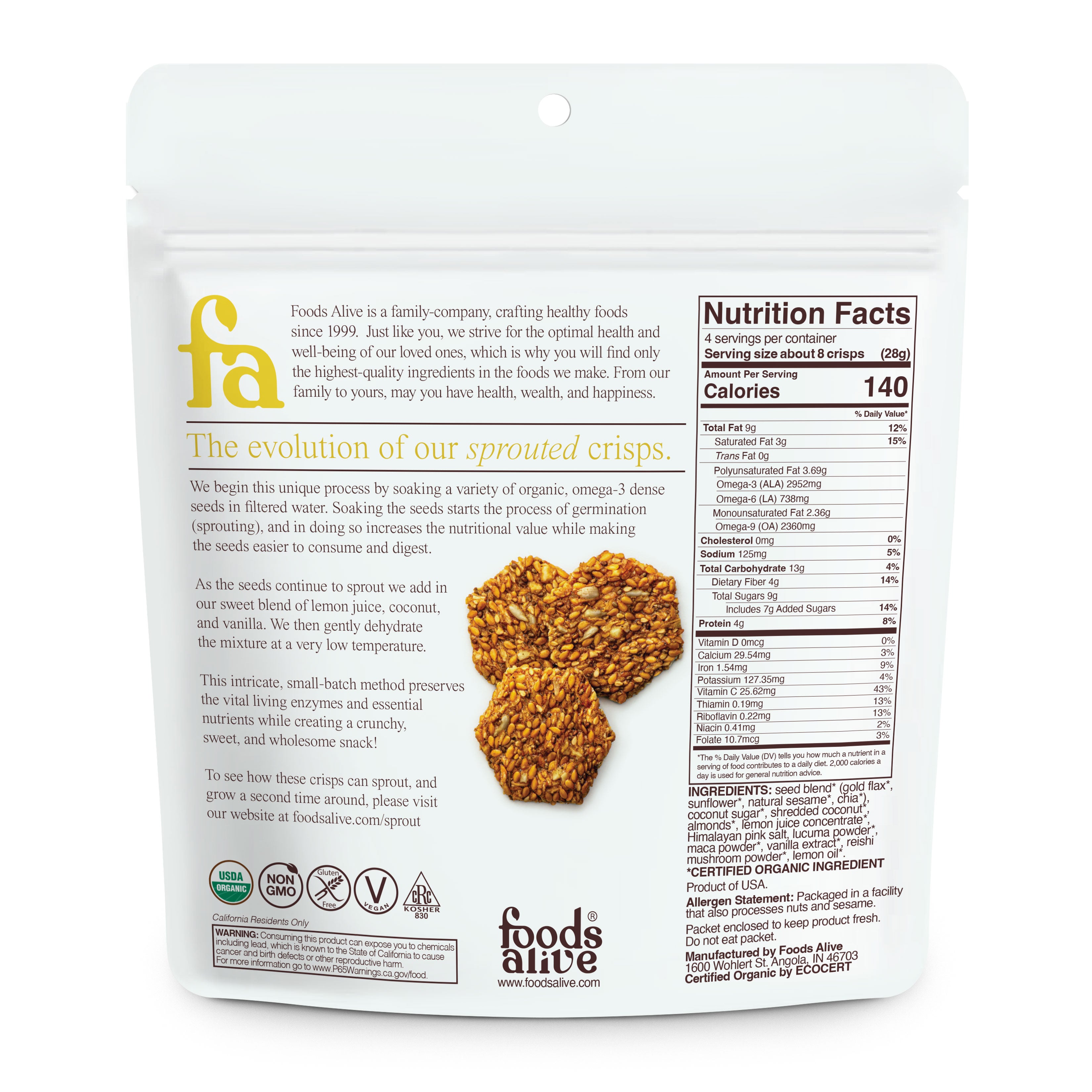 Lemony Lemon Organic Sprouted Crisps - 4 oz,