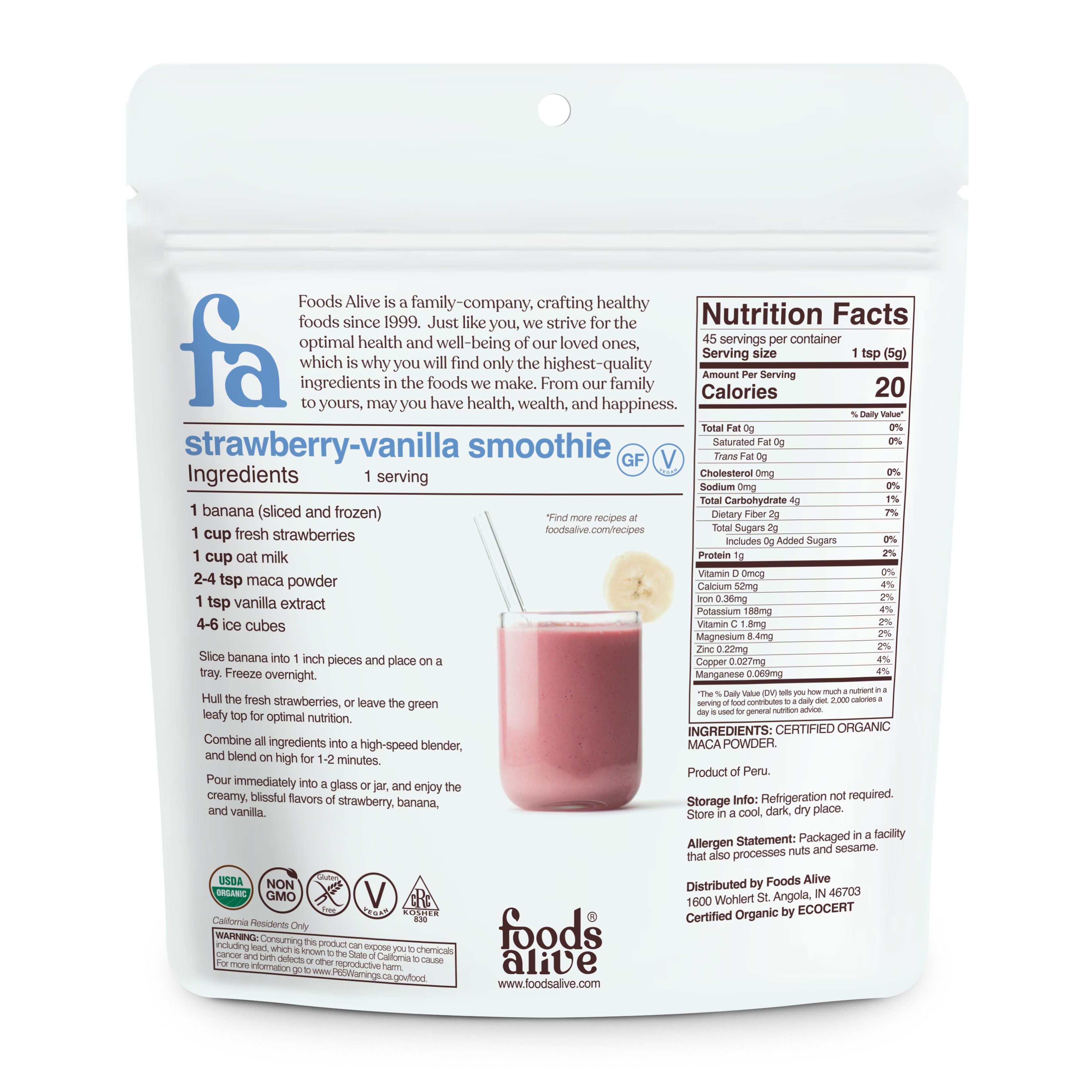 Foods Alive - Organic Maca Powder - 8 oz,