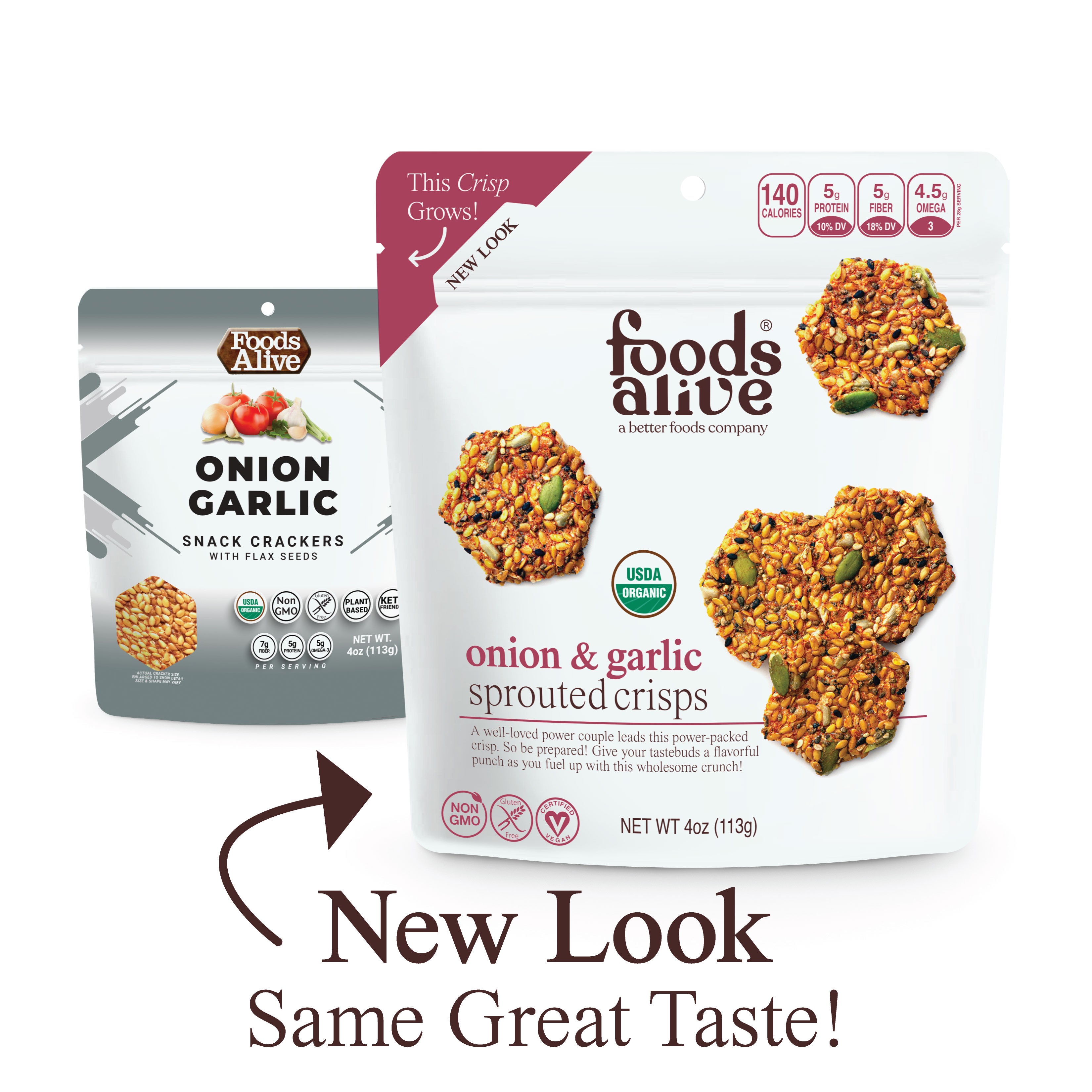Onion & Garlic Organic Sprouted Crisps - 4 oz
