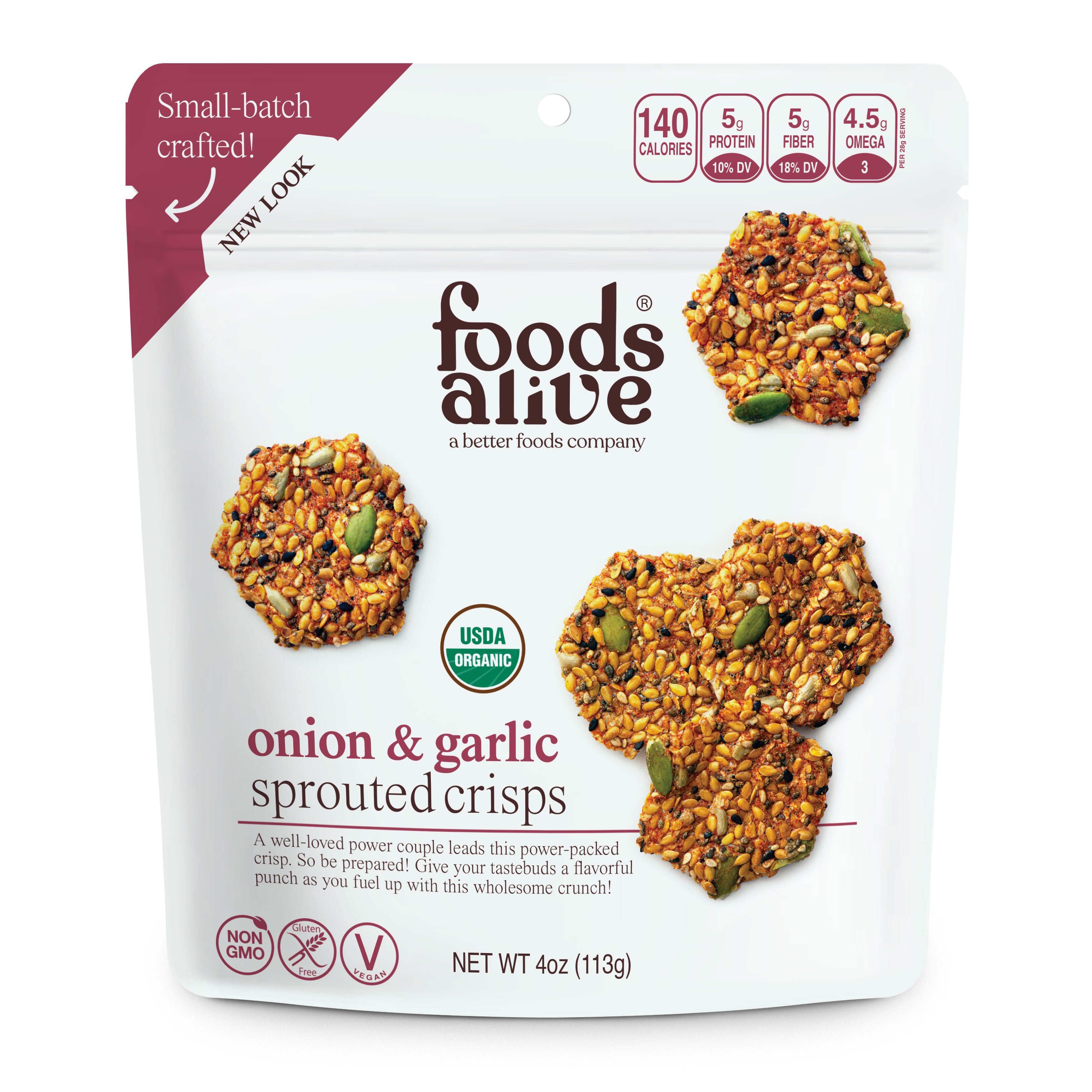 Onion &amp; Garlic Organic Sprouted Crisps - 4 oz