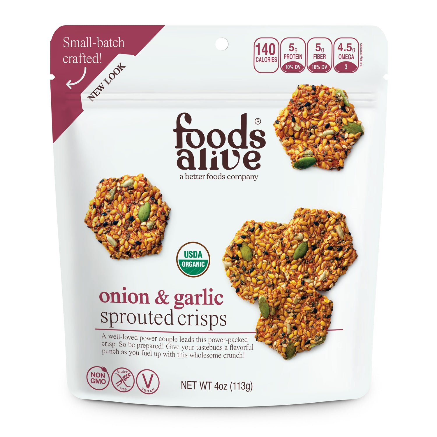 Onion & Garlic Organic Sprouted Crisps - 4 oz,