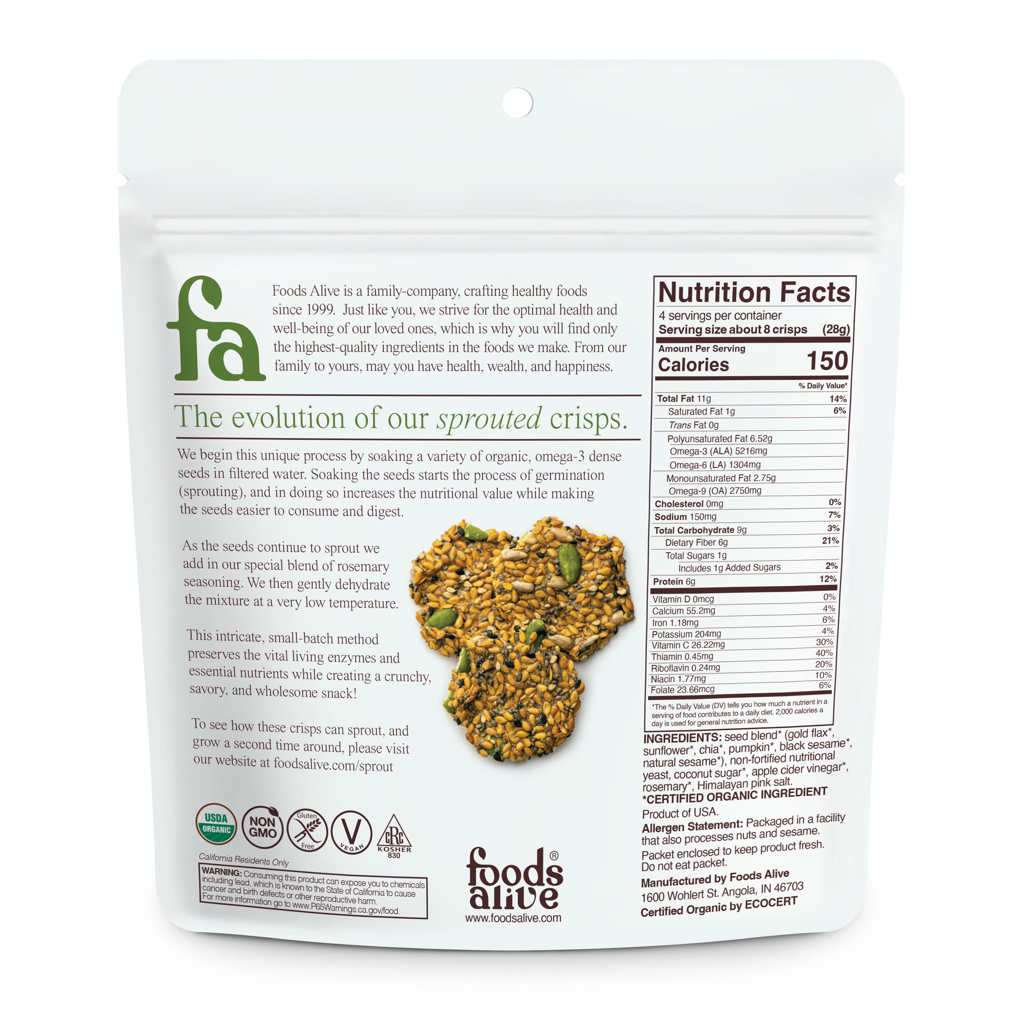 Rosemary Organic Sprouted Crisps - 4 oz,