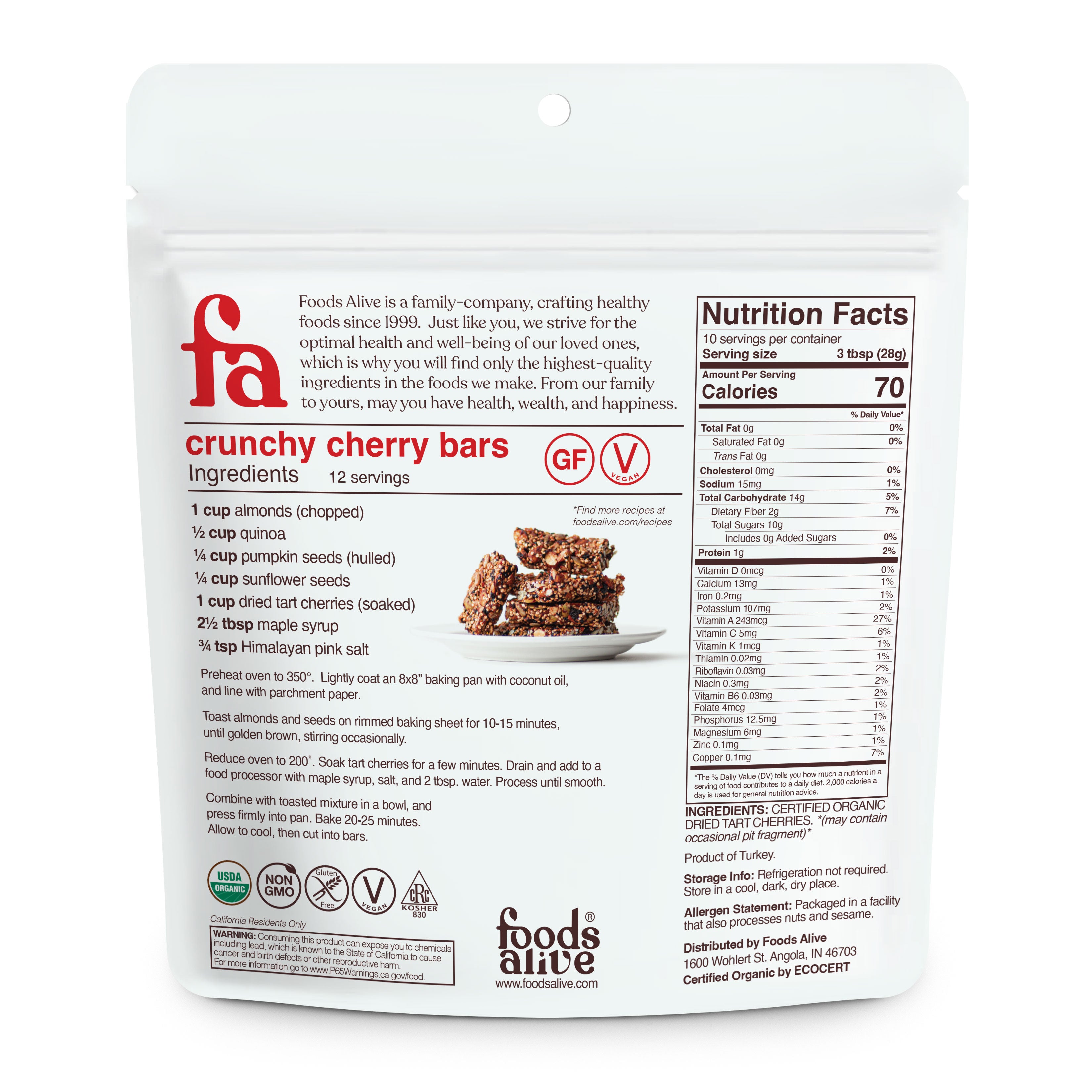 Tart Cherries - Organic - 10oz - Foods Alive,