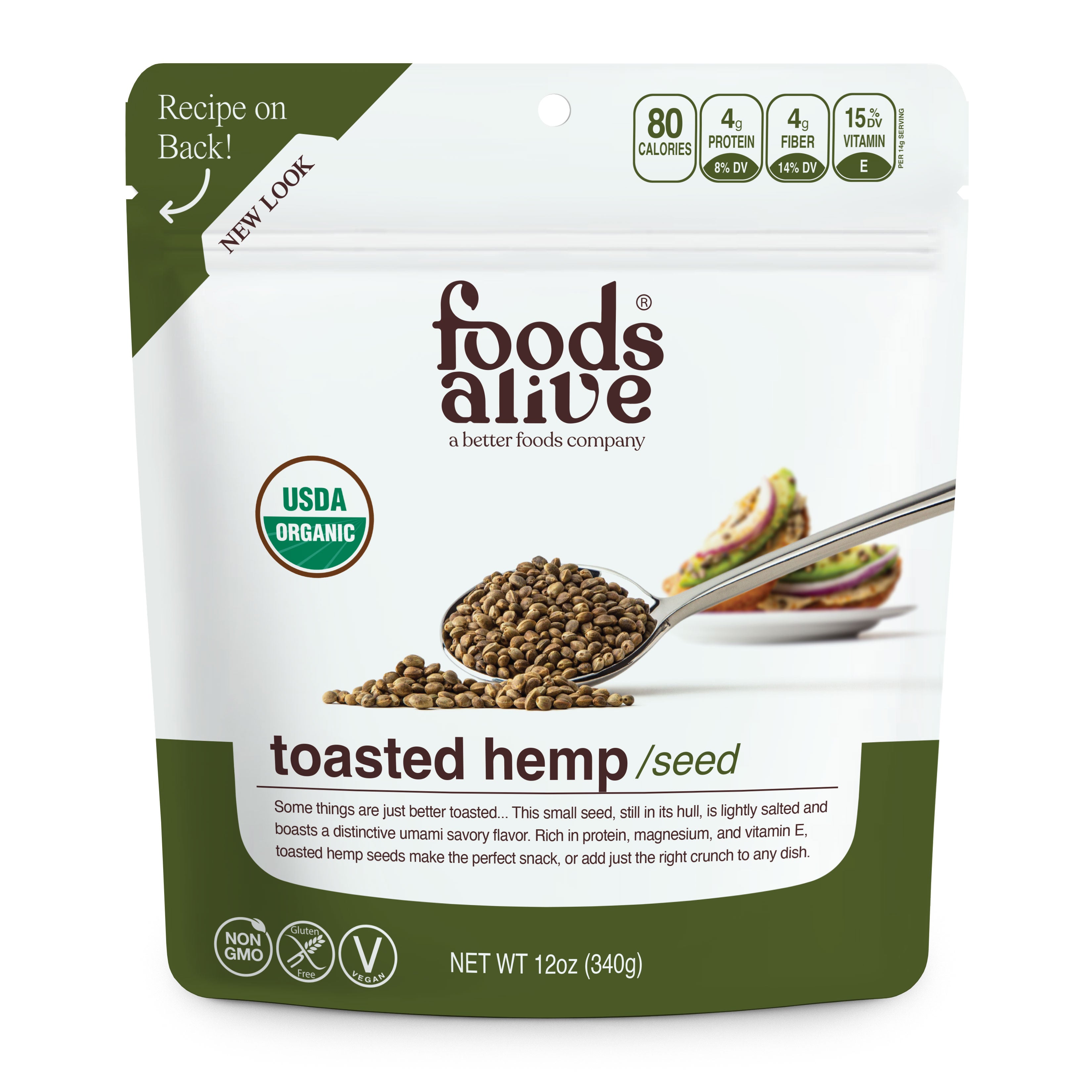 Foods Alive - Organic Toasted Hemp Seeds - 12 oz