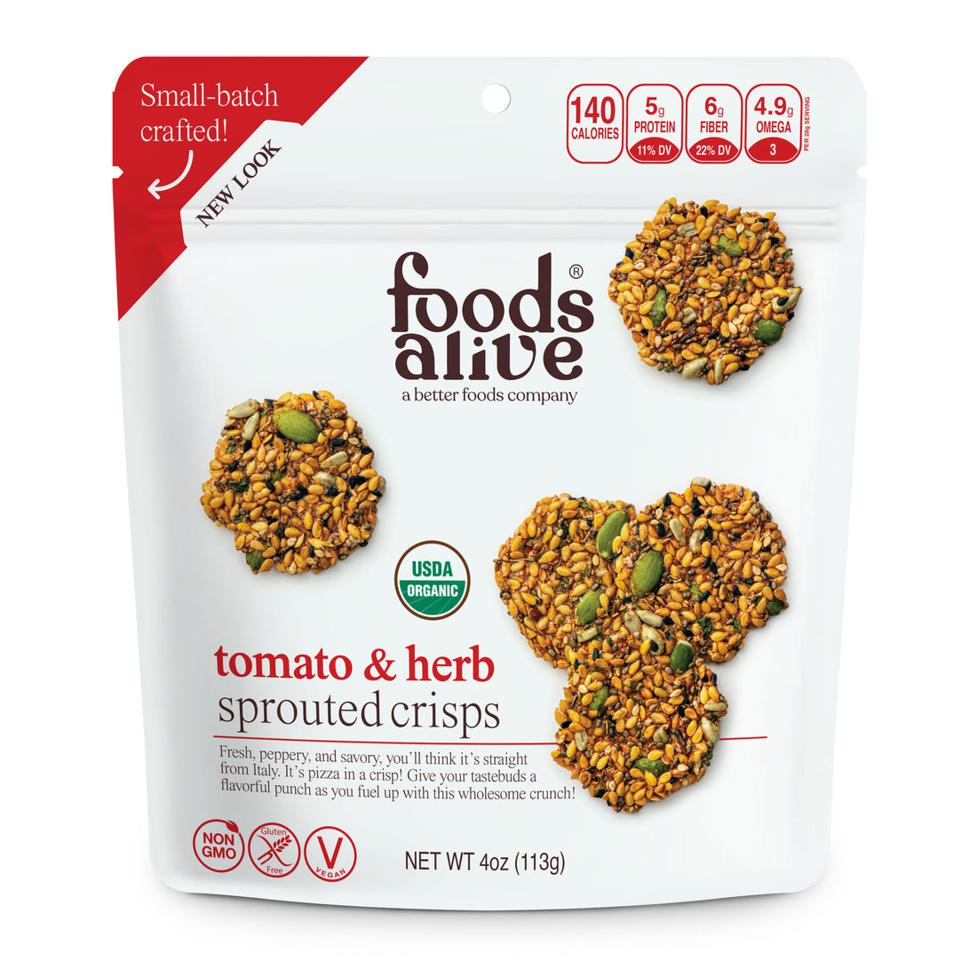 Tomato &amp; Herb Organic Sprouted Crisps - 4 oz