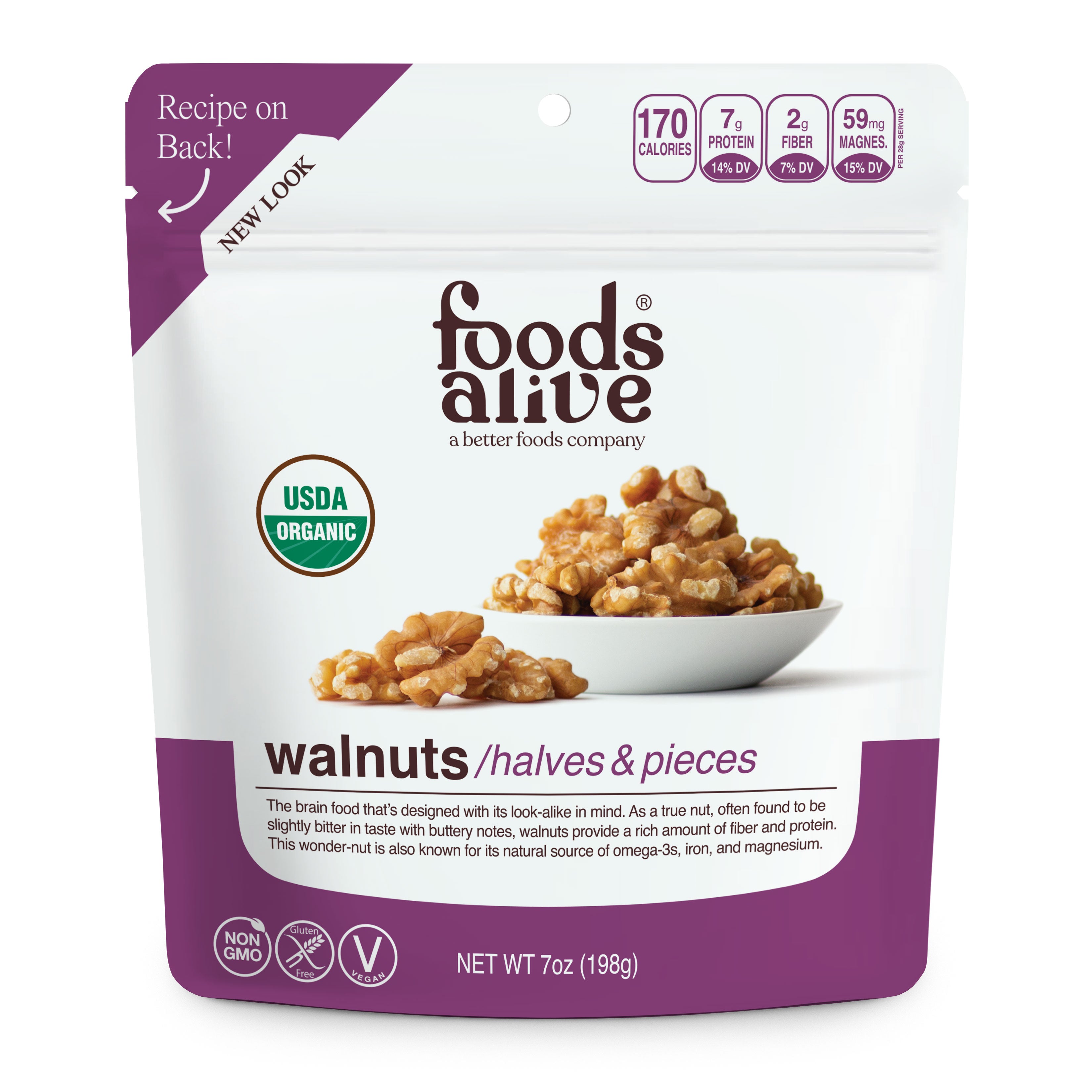 Organic Raw Walnuts - 7oz - Front - Foods Alive