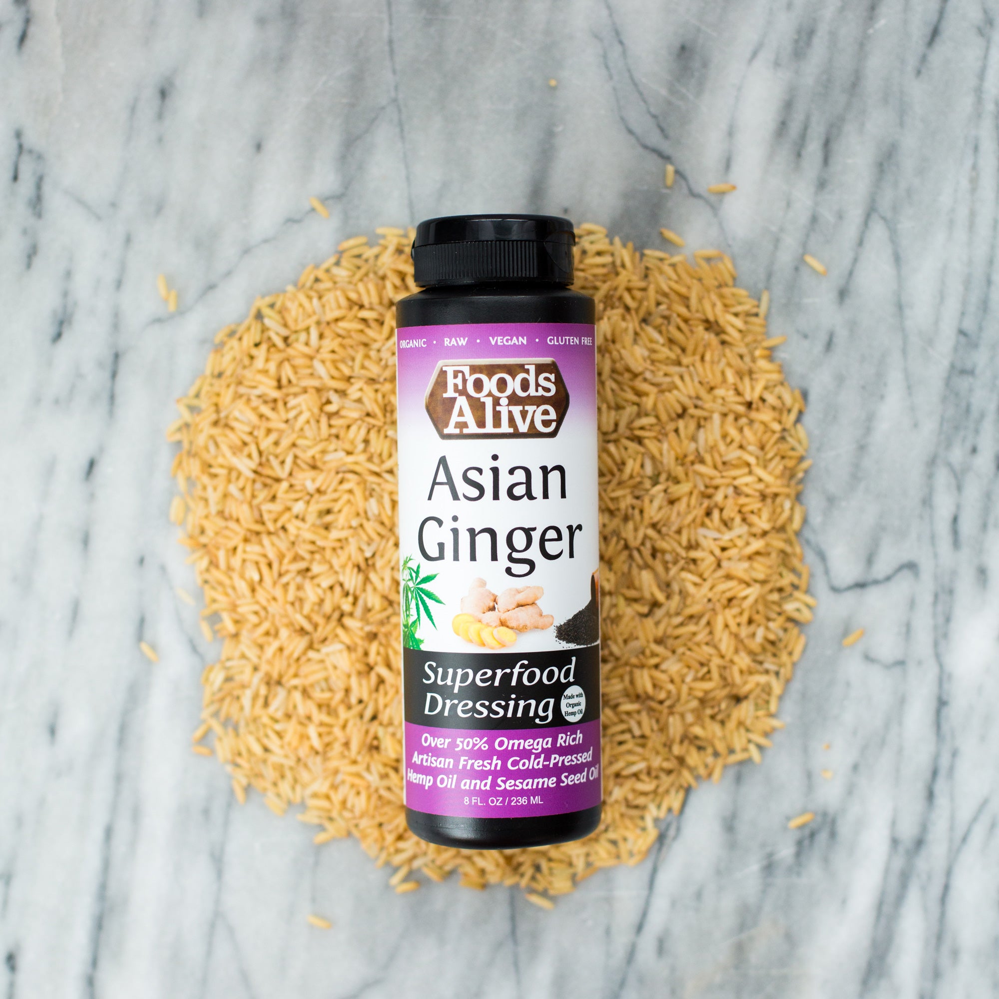 Organic Asian Ginger Salad Dressing | Artisan, Cold-Pressed Black Sesame & Hemp Oils | Raw, Vegan, Gluten Free, Kosher, Non-GMO | Foods Alive